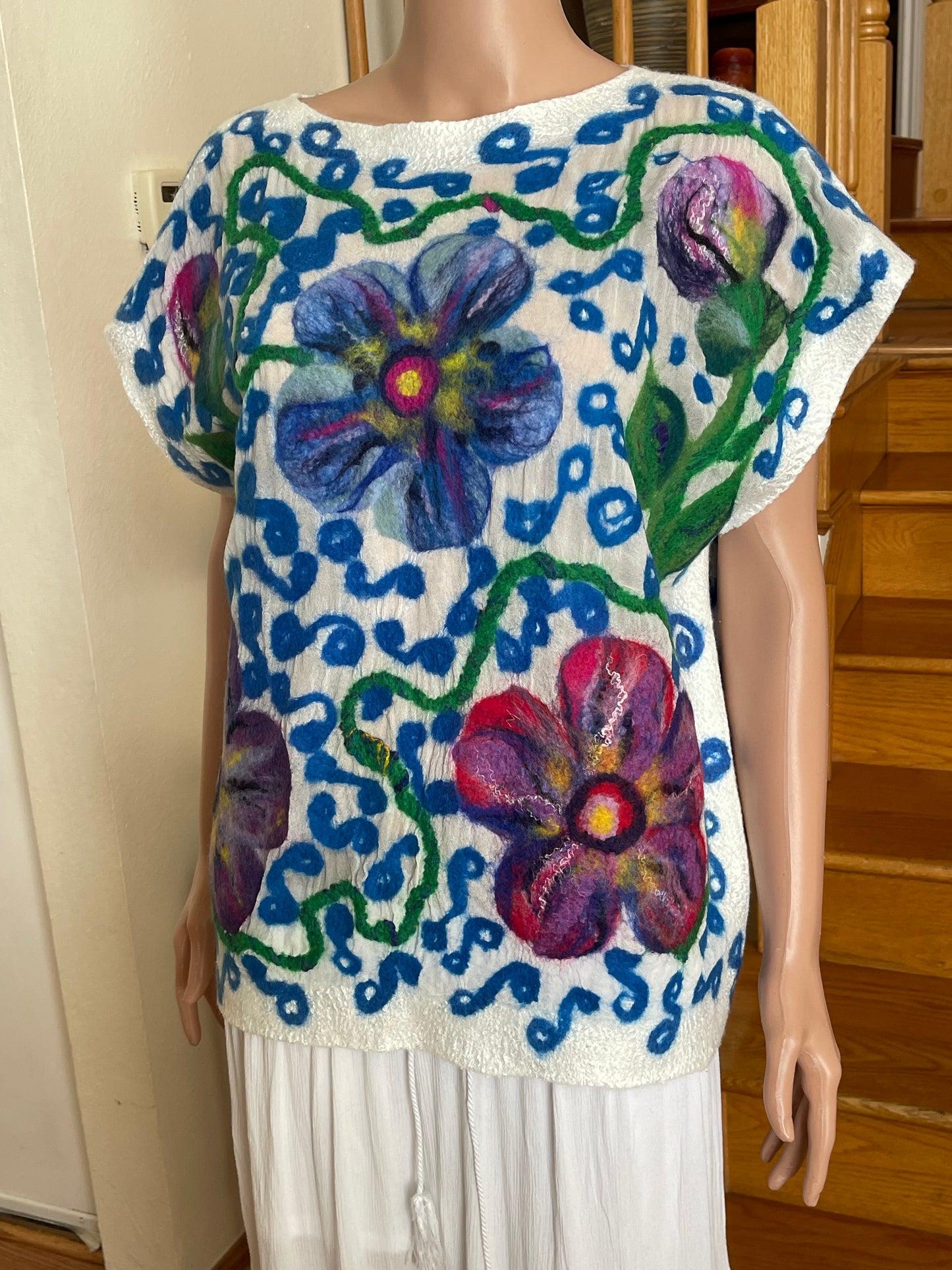100% Natural Silk Wool Eco-Fashion Top Handmade Nuno Felt Vest Eco Friendly Blouse lightweight Gauze Silk Shirt Women Clothing Garment One Size S-XL