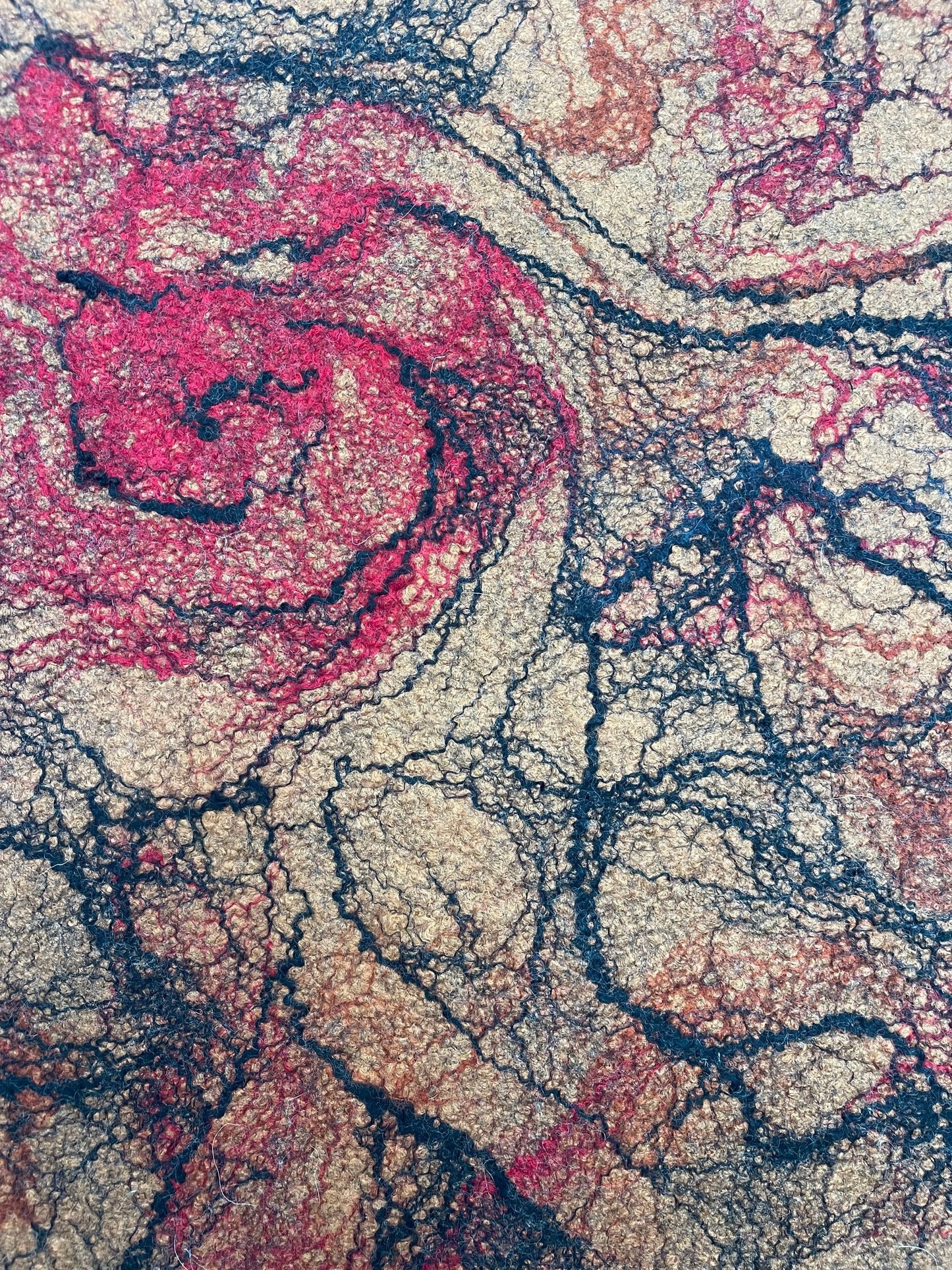 100% natural wool felted wall art hanging/home decor“ The Desert Rose ”. Size 25”/28”” .Natural merino wool and other natural fibers
