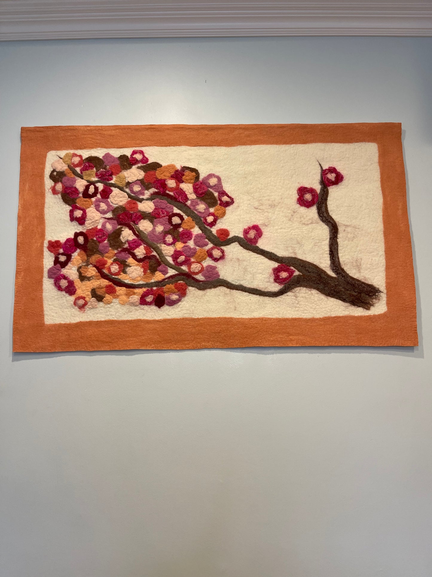 100% Natural Wool Handmade Nuno Felting Wall Art Home Decor Hanging Eco Friendly Wall Panel Tapestry Wall Rug Wainscoting Size 46”/28”.
