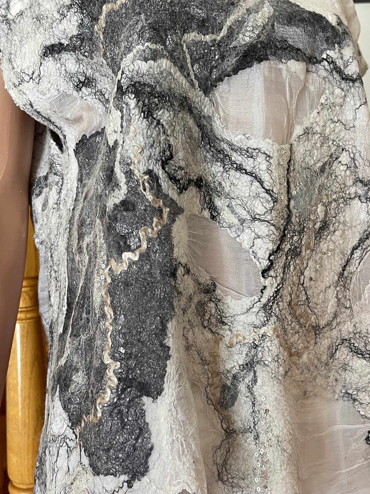 100% Natural Silk Wool Eco-Fashion Top Handmade Nuno Felt Vest Eco Friendly Blouse lightweight Gauze Silk Shirt Women Clothing Garment S-L