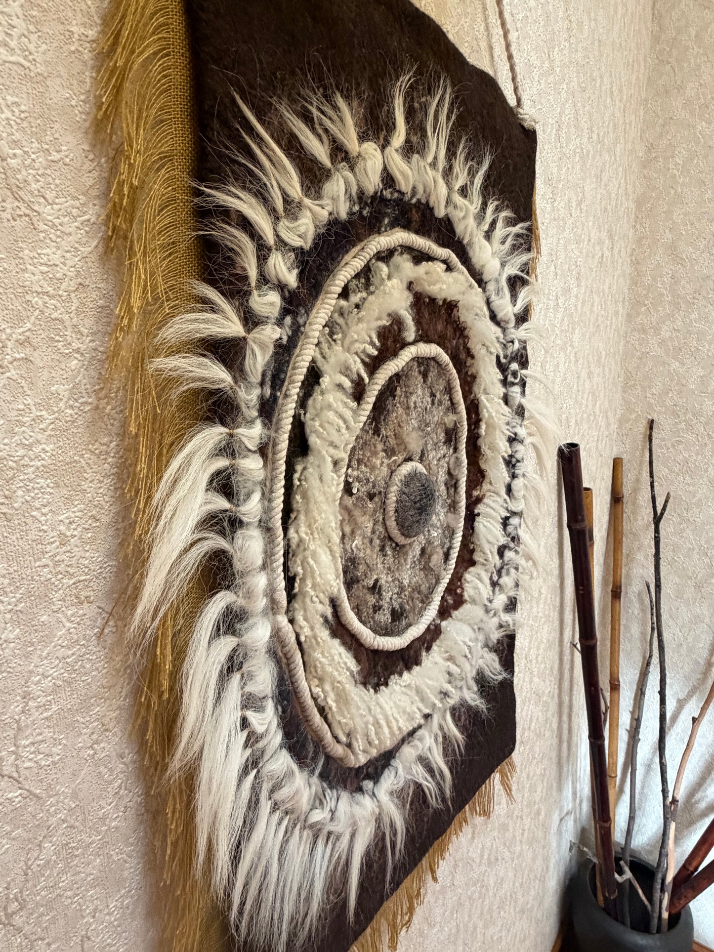 Nuno Felted Wool Wall Art: Boho Tapestry, Eco-Friendly Home Decor