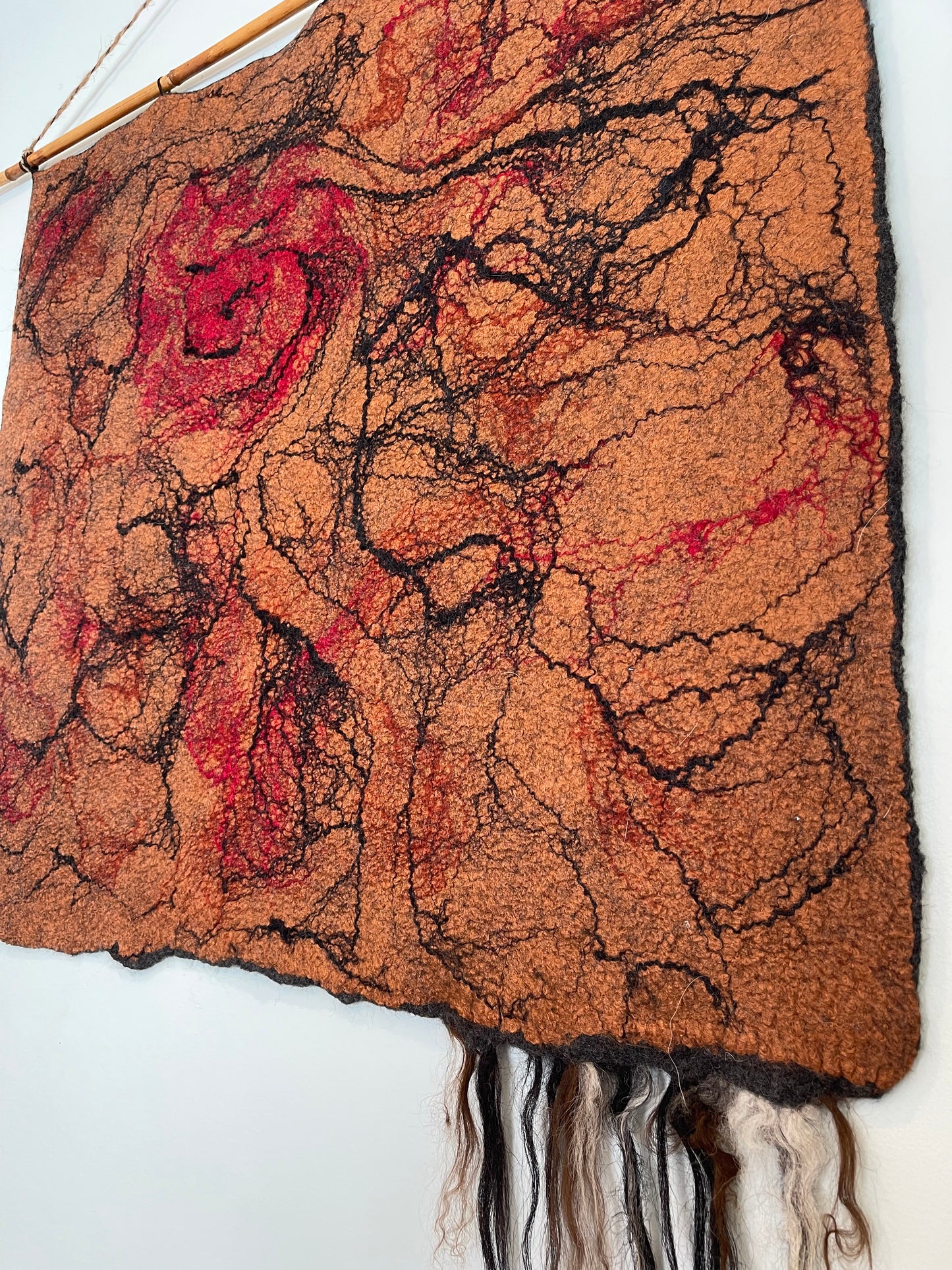 100% natural wool felted wall art hanging/home decor“ The Desert Rose ”. Size 25”/28”” .Natural merino wool and other natural fibers