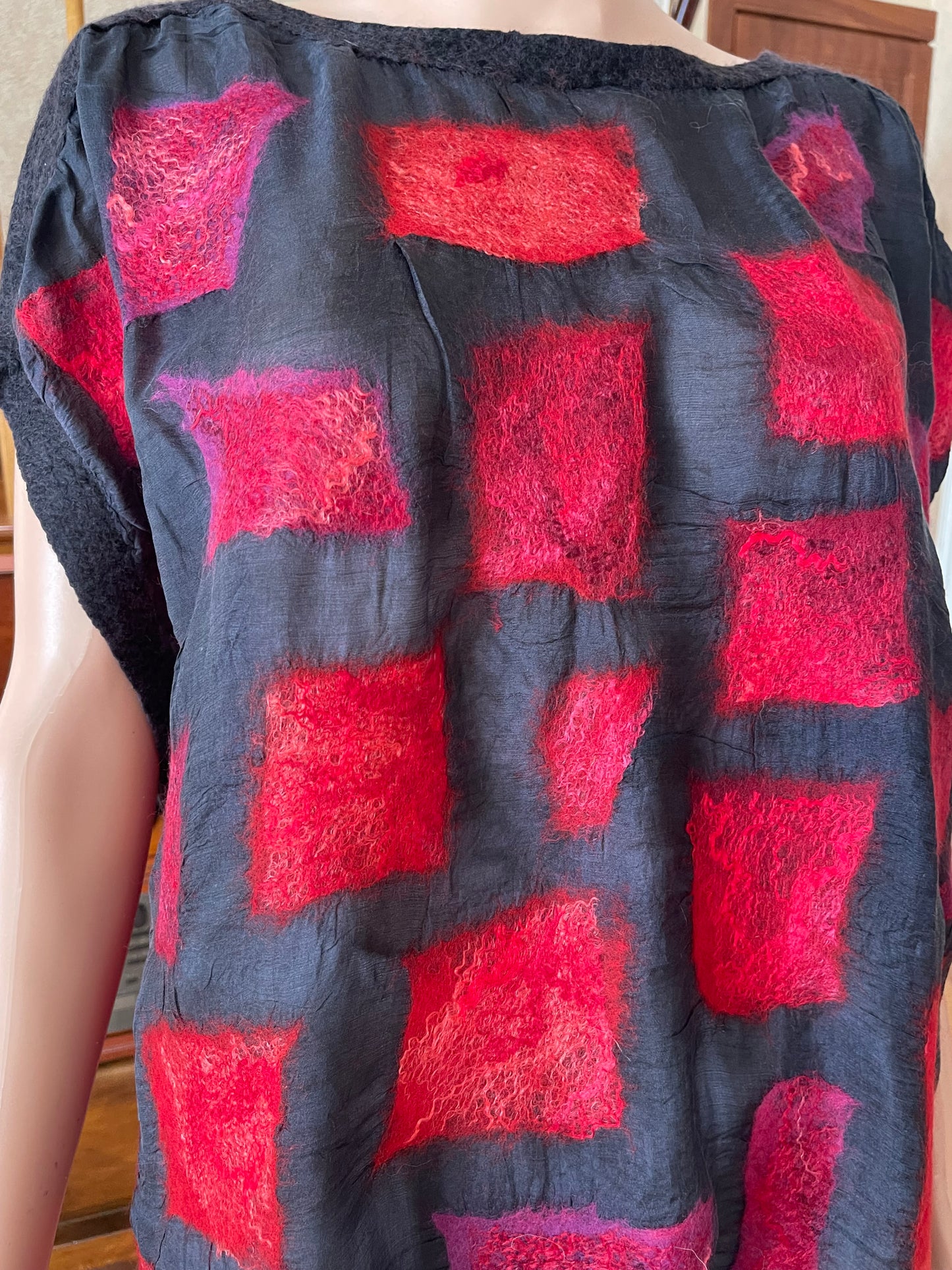 100% Natural Silk Wool Eco-Fashion Top Handmade Nuno Felt Vest Eco Friendly Blouse lightweight Gauze Silk Shirt Women Clothing Garment S-XL