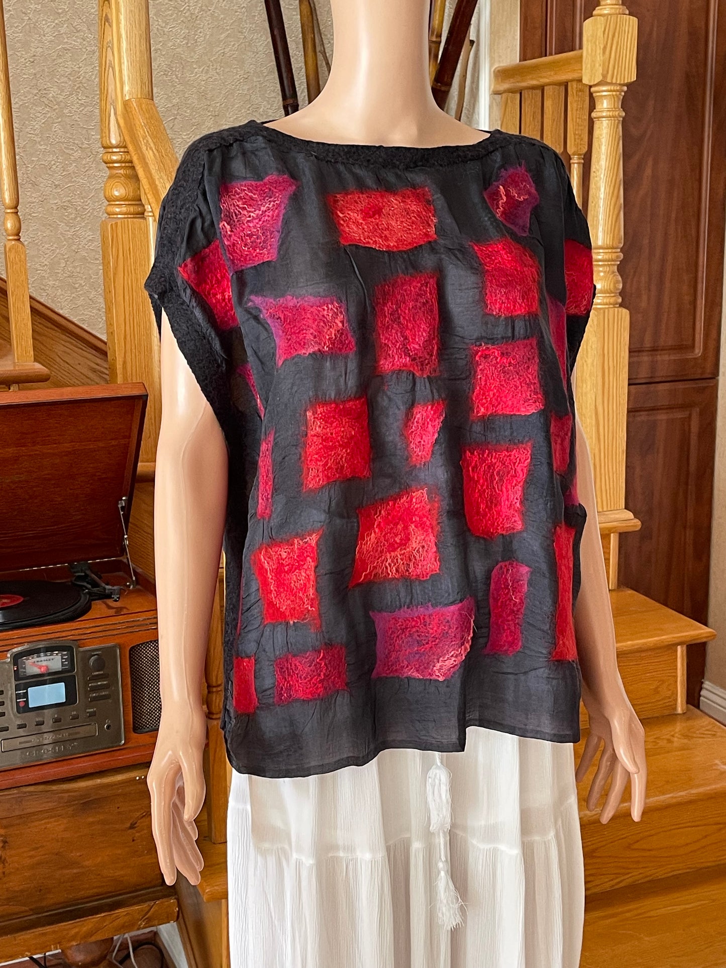 100% Natural Silk Wool Eco-Fashion Top Handmade Nuno Felt Vest Eco Friendly Blouse lightweight Gauze Silk Shirt Women Clothing Garment S-XL