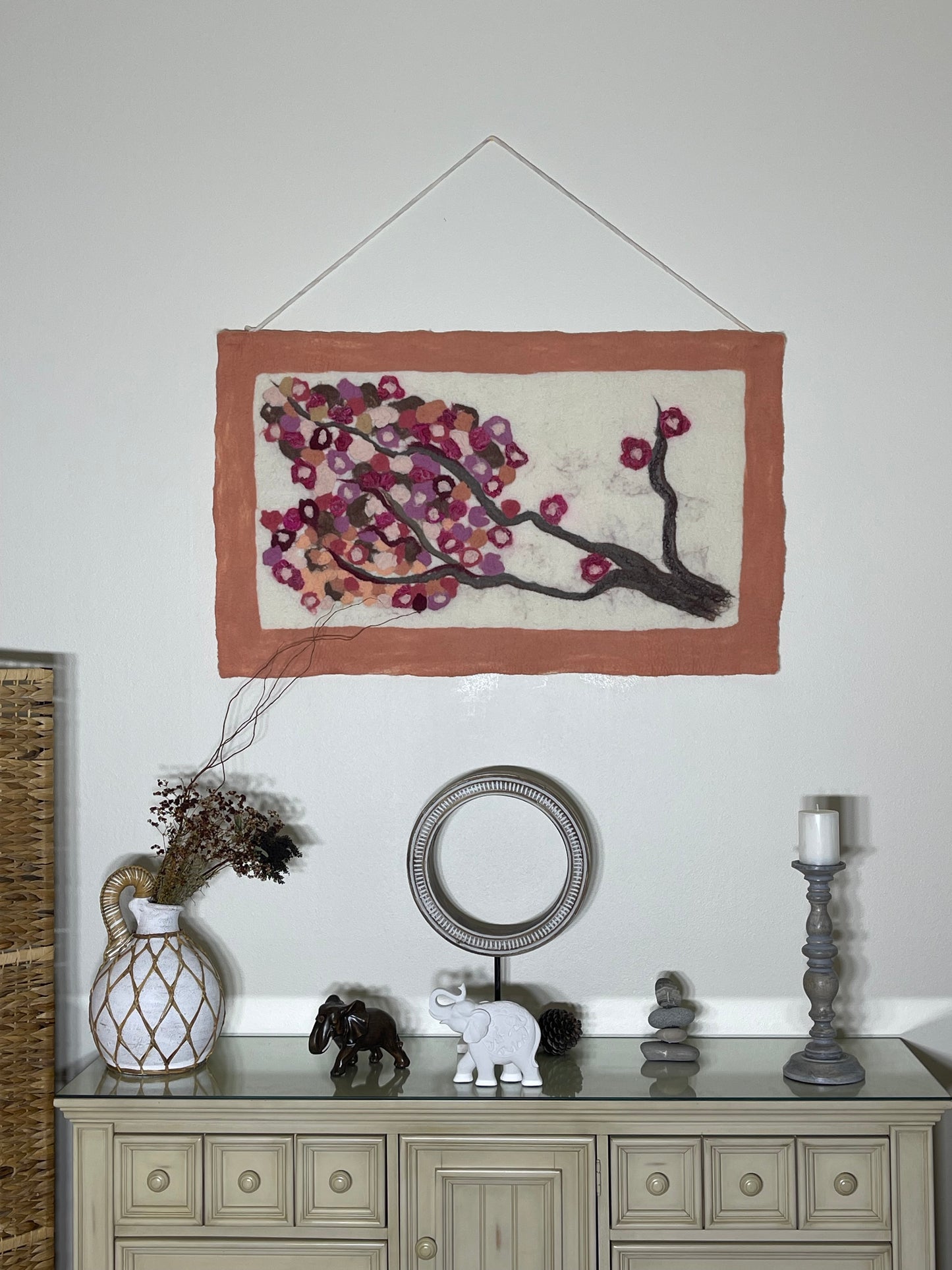 100% Natural Wool Handmade Nuno Felting Wall Art Home Decor Hanging Eco Friendly Wall Panel Tapestry Wall Rug Wainscoting Size 46”/28”.