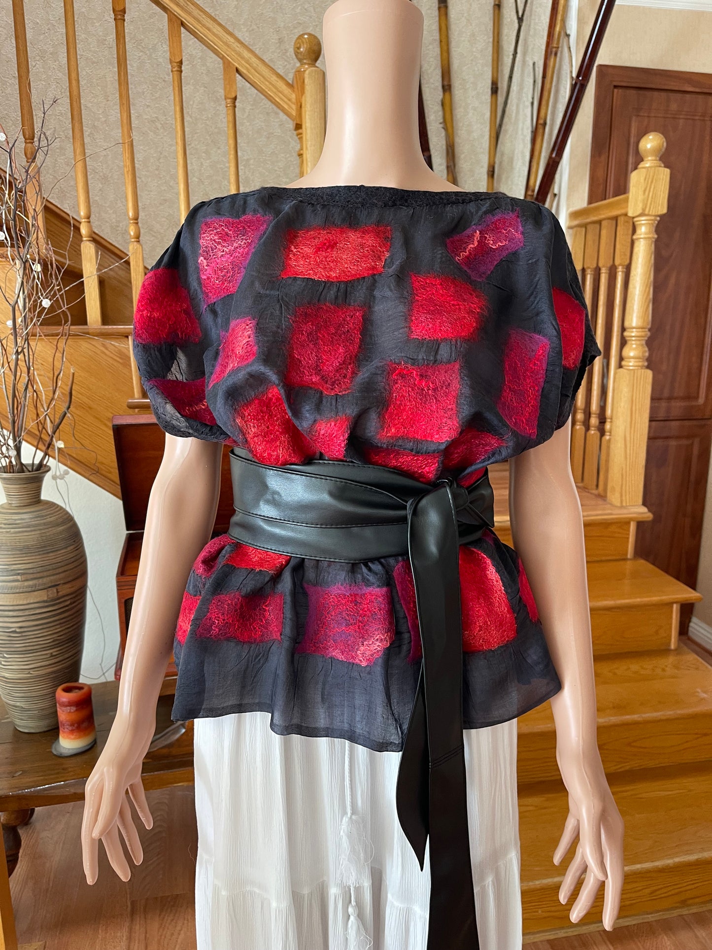 100% Natural Silk Wool Eco-Fashion Top Handmade Nuno Felt Vest Eco Friendly Blouse lightweight Gauze Silk Shirt Women Clothing Garment S-XL