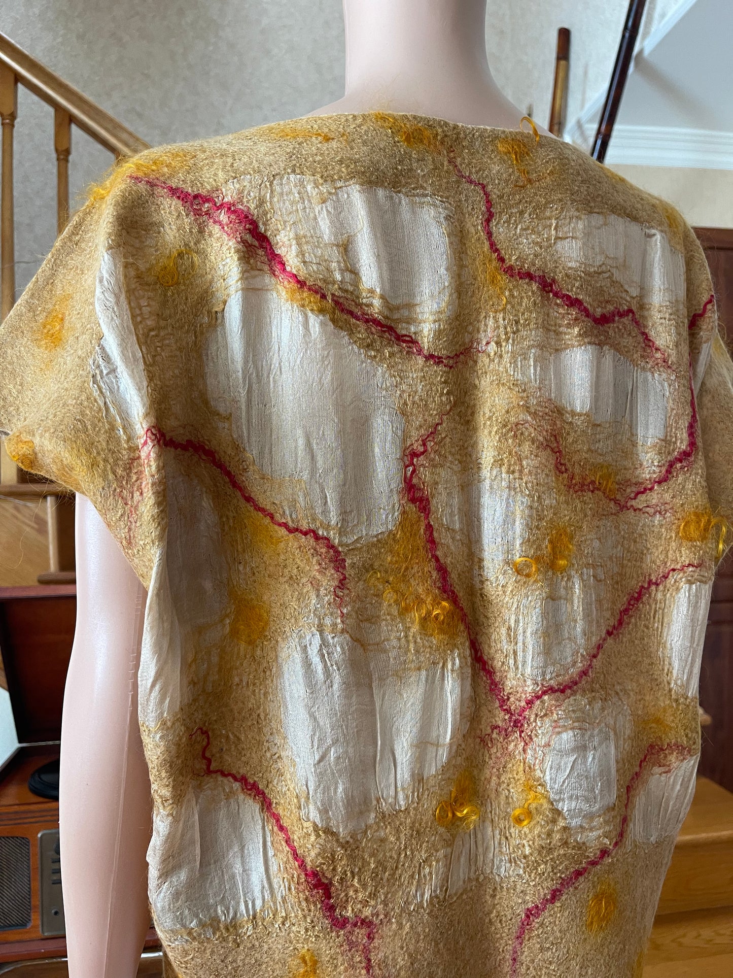 100% Natural Silk Wool Eco-Fashion Top Handmade Nuno Felt Vest Eco Friendly Blouse lightweight Gauze Silk Shirt Women Clothing Garment S-L