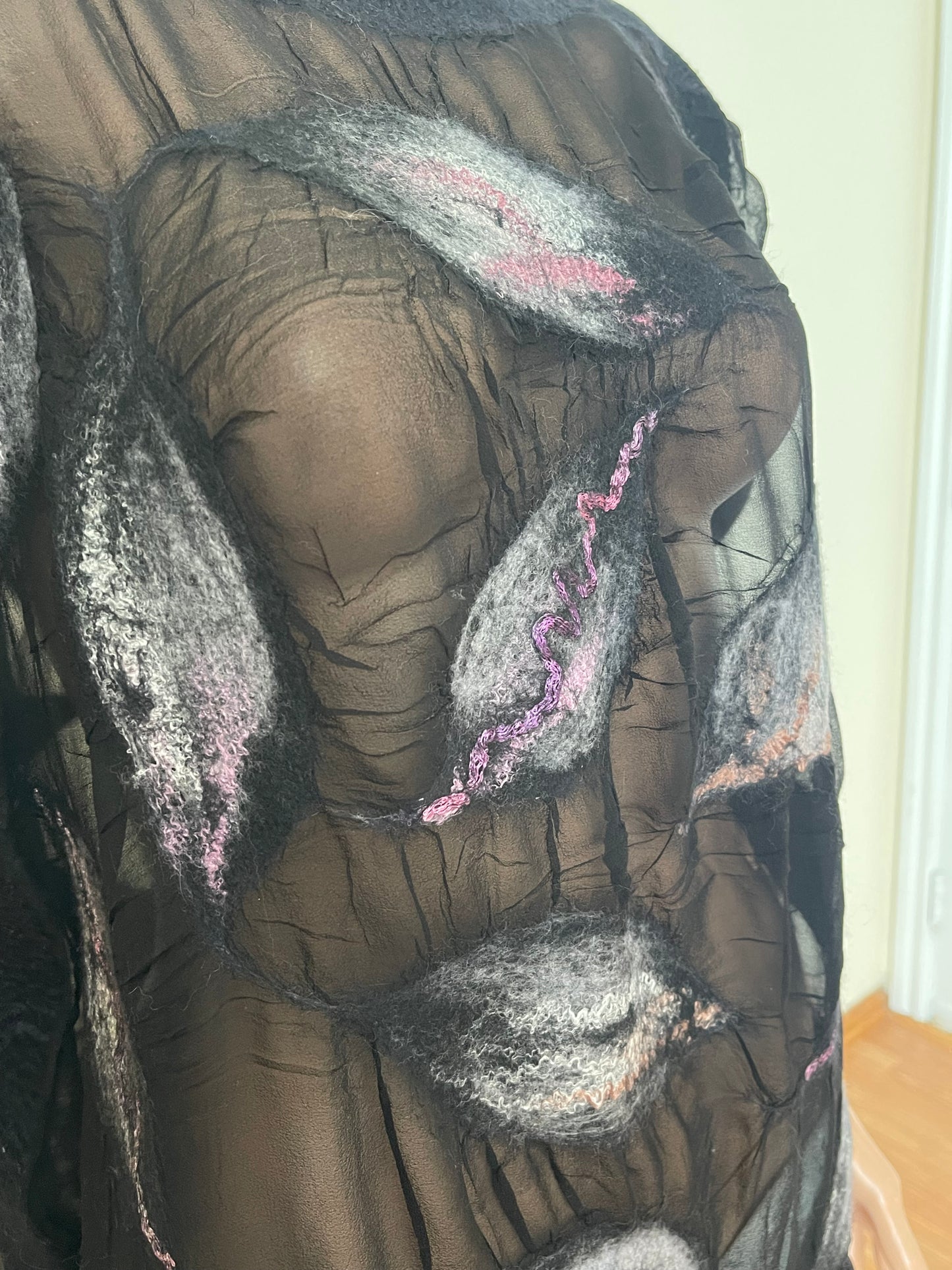 100% Natural Silk Wool Eco-Fashion Top Handmade Nuno Felt Vest Eco Friendly Blouse lightweight Gauze Silk Shirt Women Clothing Garment One Size S-XL