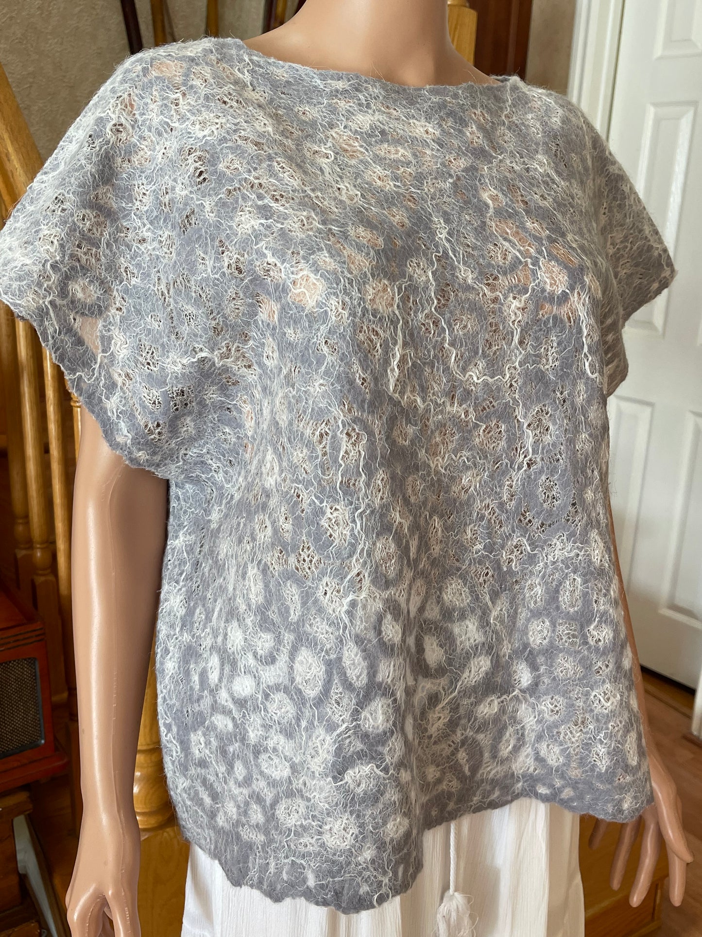 100% Natural Silk Wool Eco-Fashion Top Handmade Nuno Felt Vest Eco Friendly Blouse lightweight Gauze Silk Shirt Women Clothing Garment S-XL