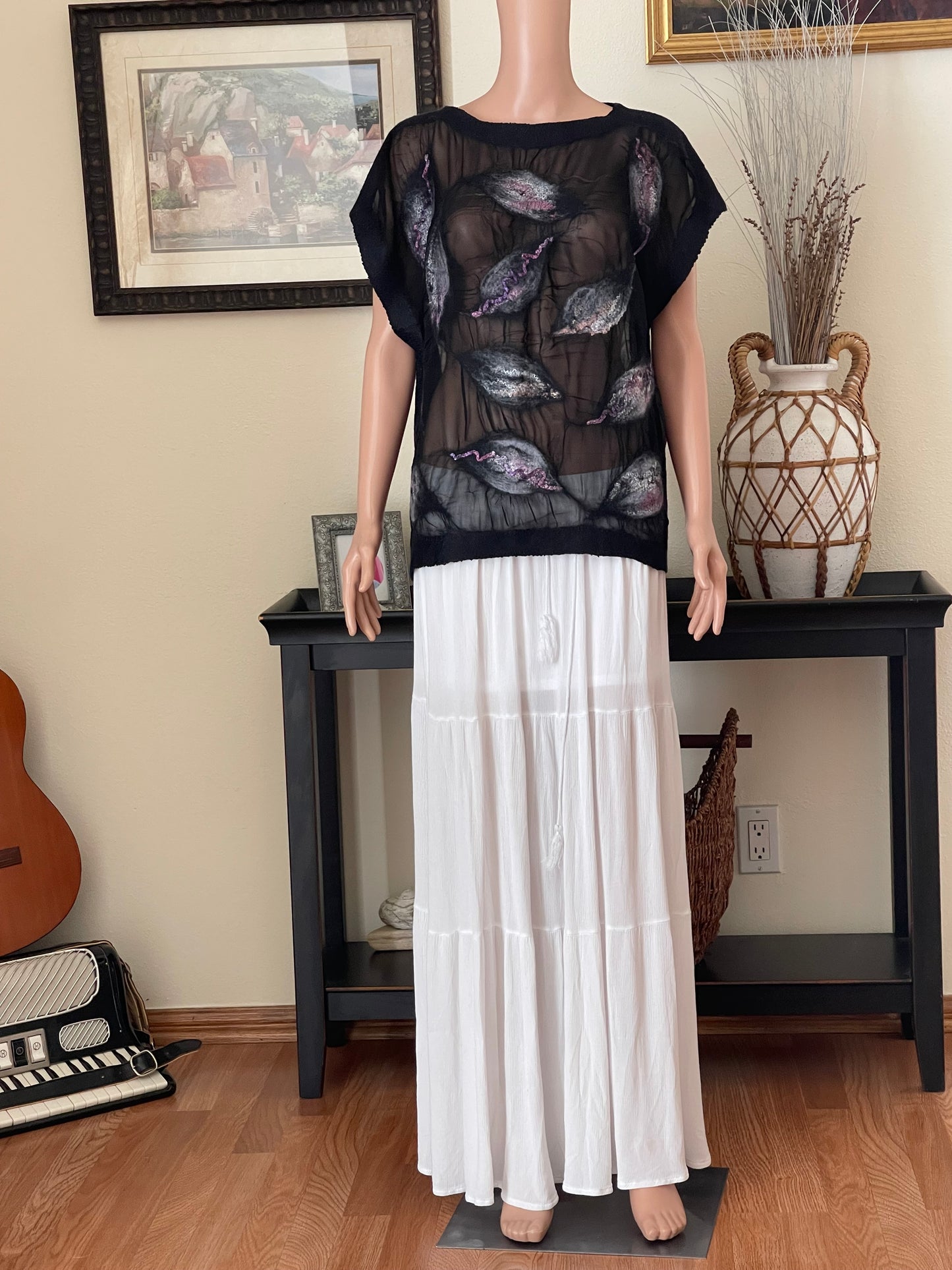 100% Natural Silk Wool Eco-Fashion Top Handmade Nuno Felt Vest Eco Friendly Blouse lightweight Gauze Silk Shirt Women Clothing Garment One Size S-XL