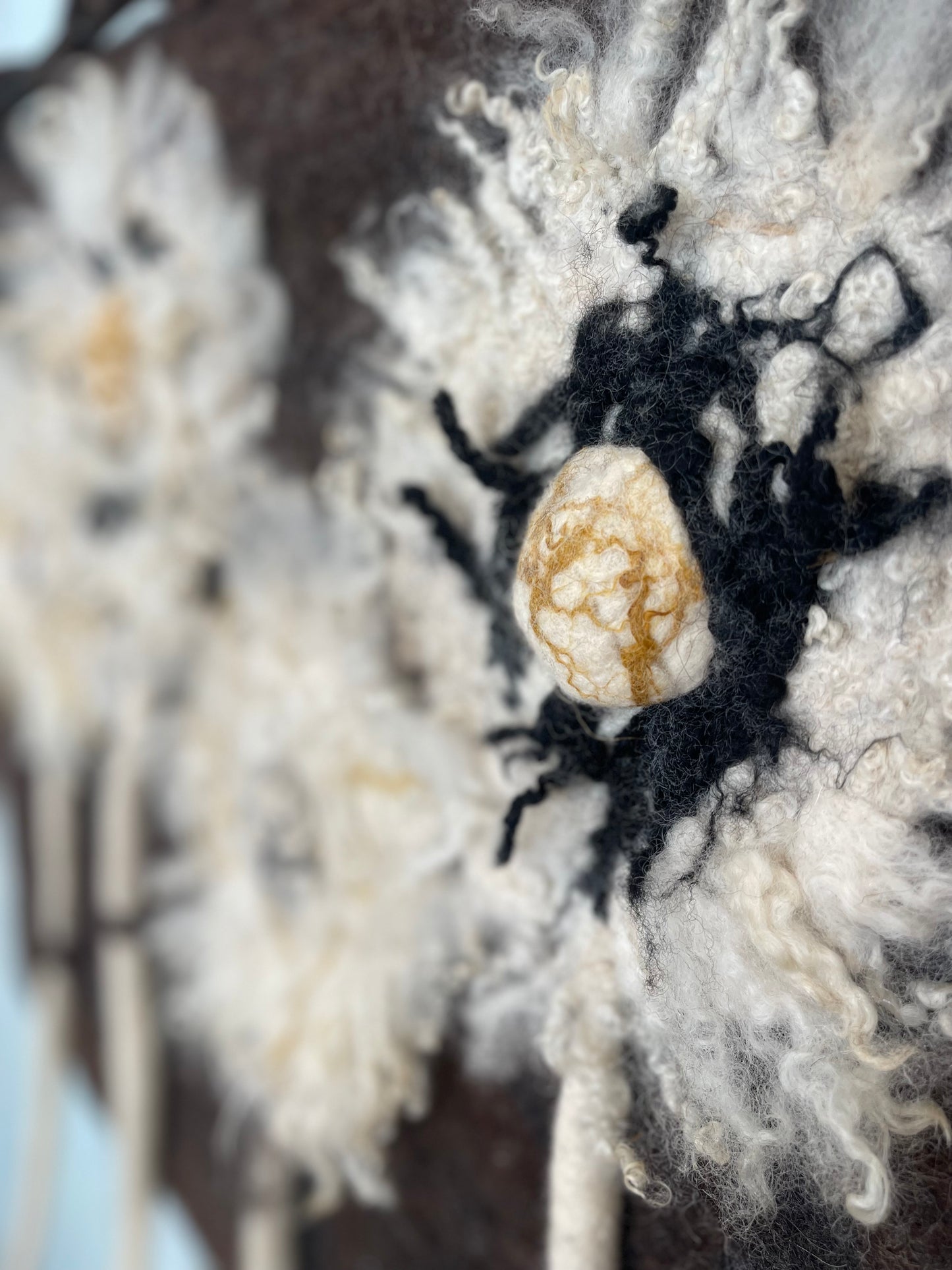 100% Natural wool felted wall art hanging. “ The family of Dandelion”. Size 29”/23”Handmade .Natural merino wool and other natural fibers