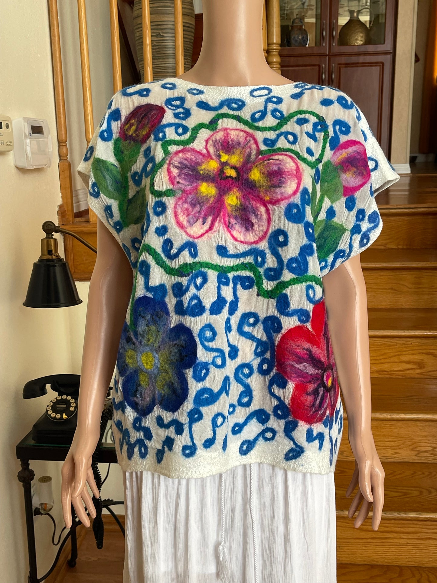 100% Natural Silk Wool Eco-Fashion Top Handmade Nuno Felt Vest Eco Friendly Blouse lightweight Gauze Silk Shirt Women Clothing Garment One Size S-XL