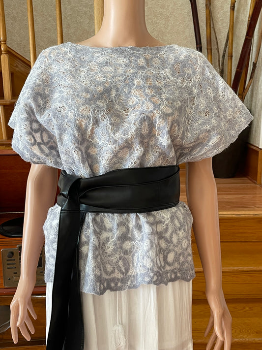 100% Natural Silk Wool Eco-Fashion Top Handmade Nuno Felt Vest Eco Friendly Blouse lightweight Gauze Silk Shirt Women Clothing Garment S-XL