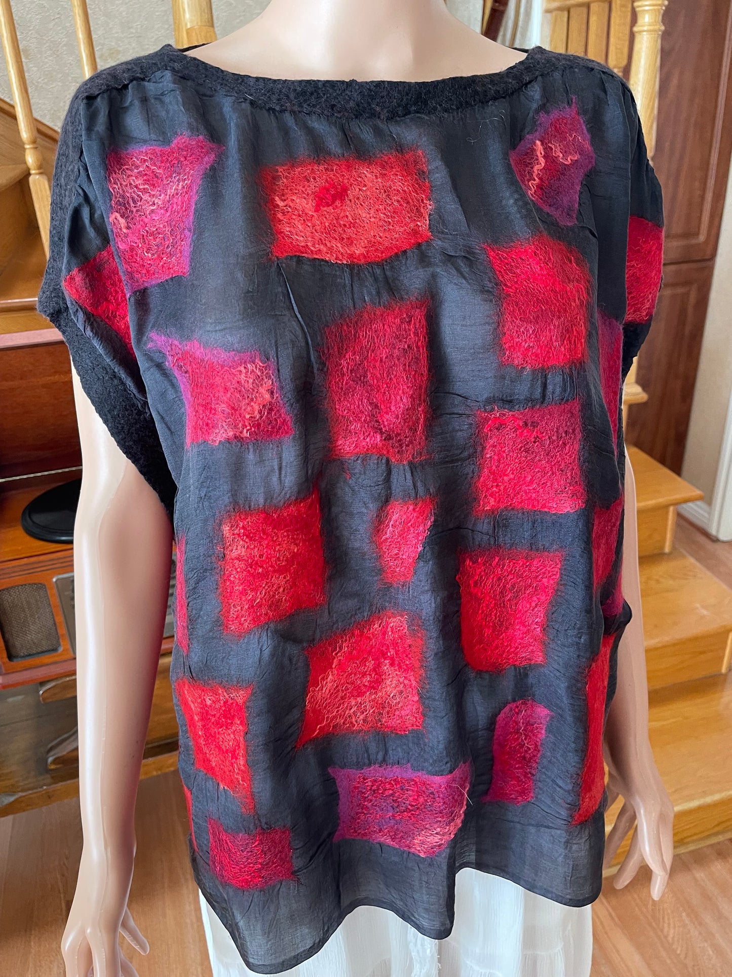 100% Natural Silk Wool Eco-Fashion Top Handmade Nuno Felt Vest Eco Friendly Blouse lightweight Gauze Silk Shirt Women Clothing Garment S-XL