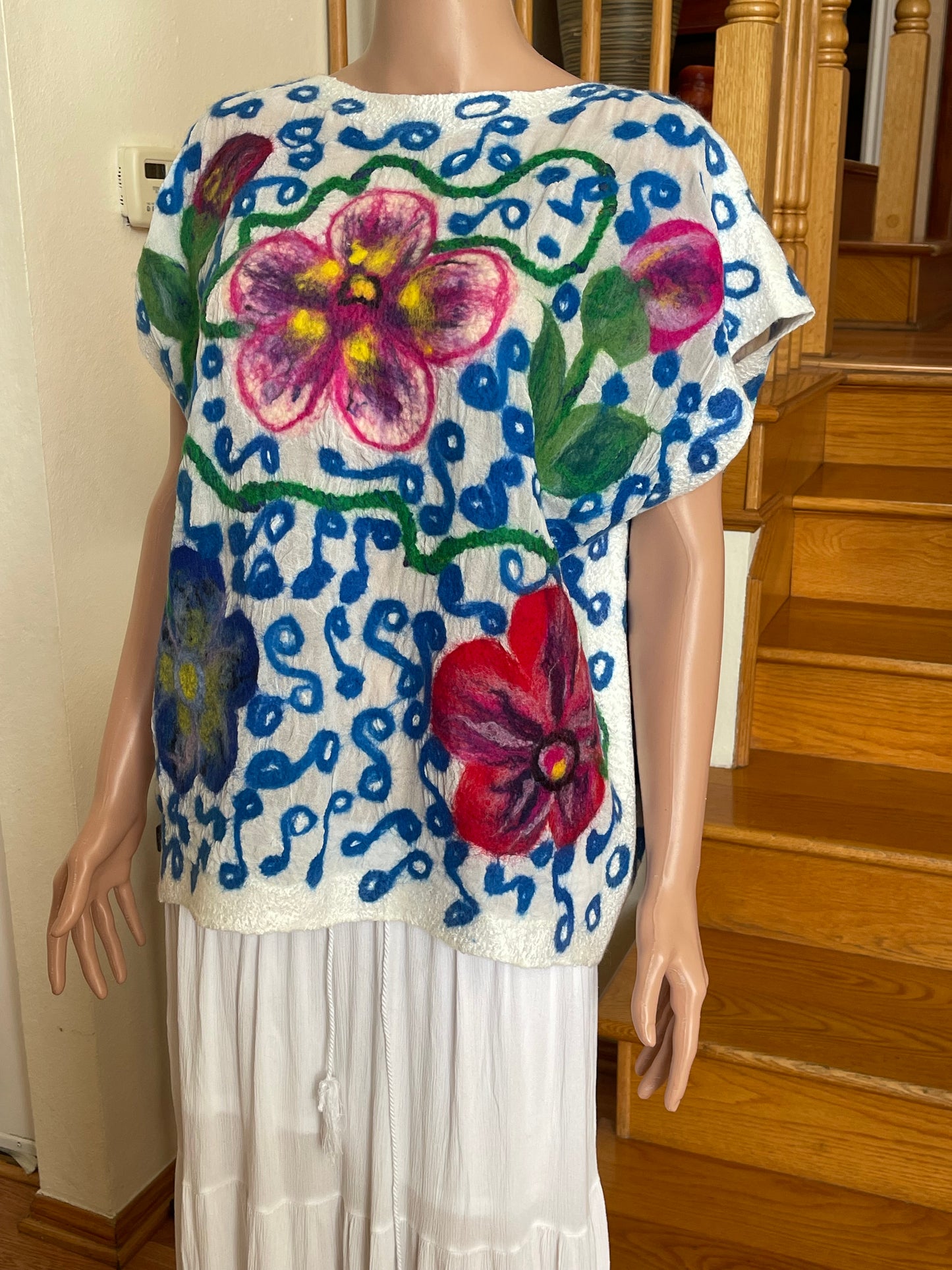 100% Natural Silk Wool Eco-Fashion Top Handmade Nuno Felt Vest Eco Friendly Blouse lightweight Gauze Silk Shirt Women Clothing Garment One Size S-XL