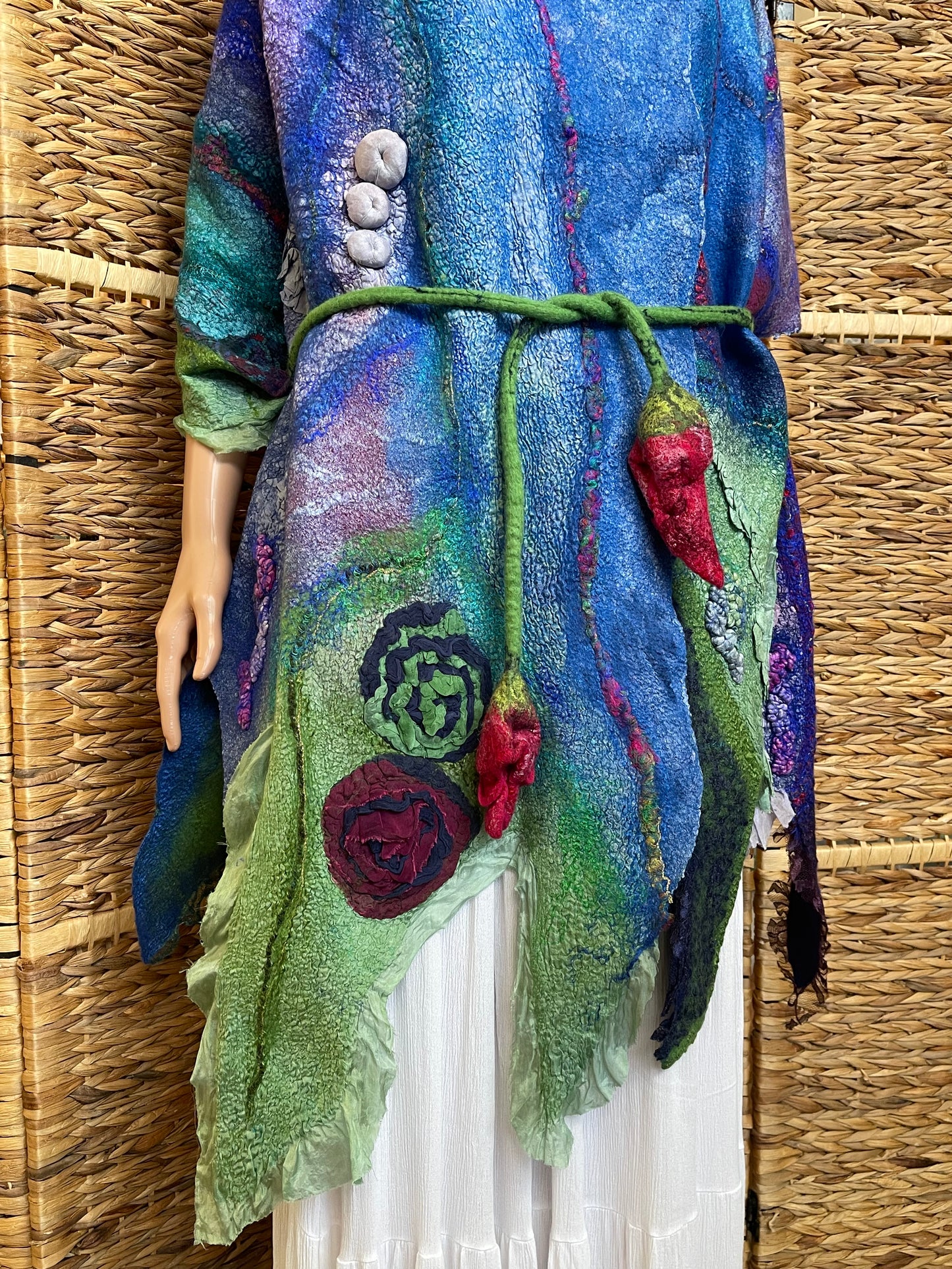 100% Natural Fibers Eco-Fashion Handmade Nuno Felted Eco Friendly Wool/Cotton/Silk Scarf Shawl Ascot Boa Kerchief Neckwear Wrapping Poncho