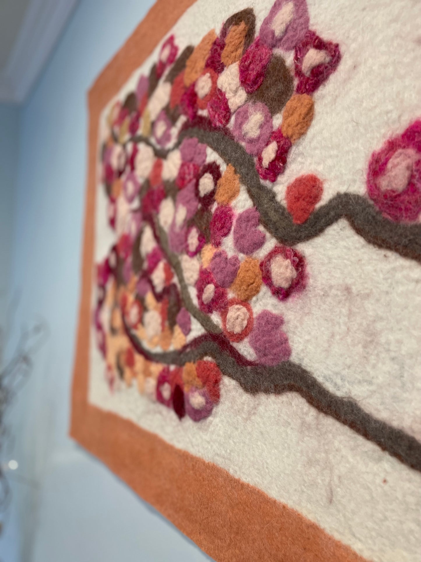 100% Natural Wool Handmade Nuno Felting Wall Art Home Decor Hanging Eco Friendly Wall Panel Tapestry Wall Rug Wainscoting Size 46”/28”.