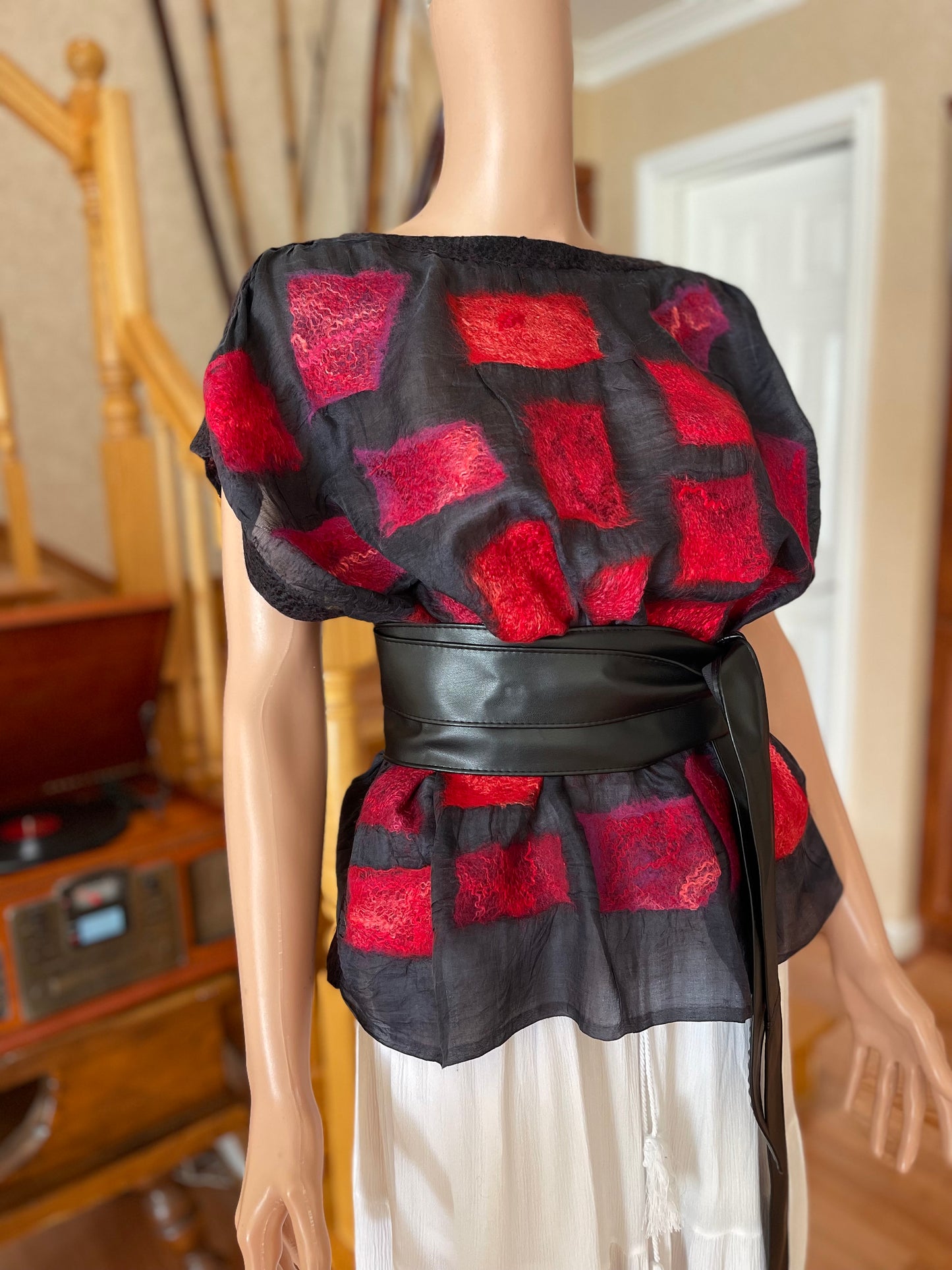100% Natural Silk Wool Eco-Fashion Top Handmade Nuno Felt Vest Eco Friendly Blouse lightweight Gauze Silk Shirt Women Clothing Garment S-XL