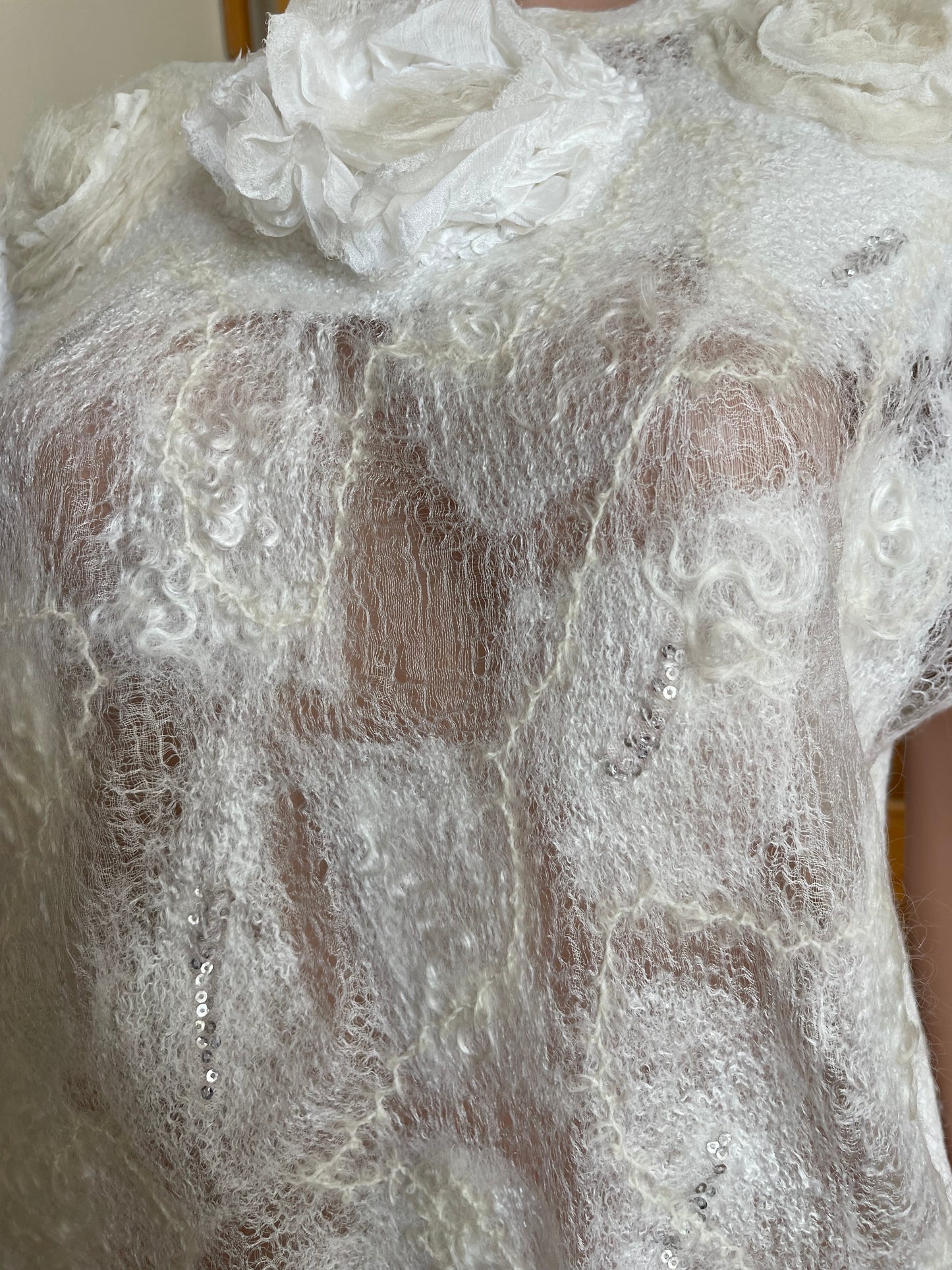 100% Natural Silk Wool Eco-Fashion Top Handmade Nuno Felt Vest Eco Friendly Blouse lightweight Gauze Silk Shirt Women Clothing  Garment S-M