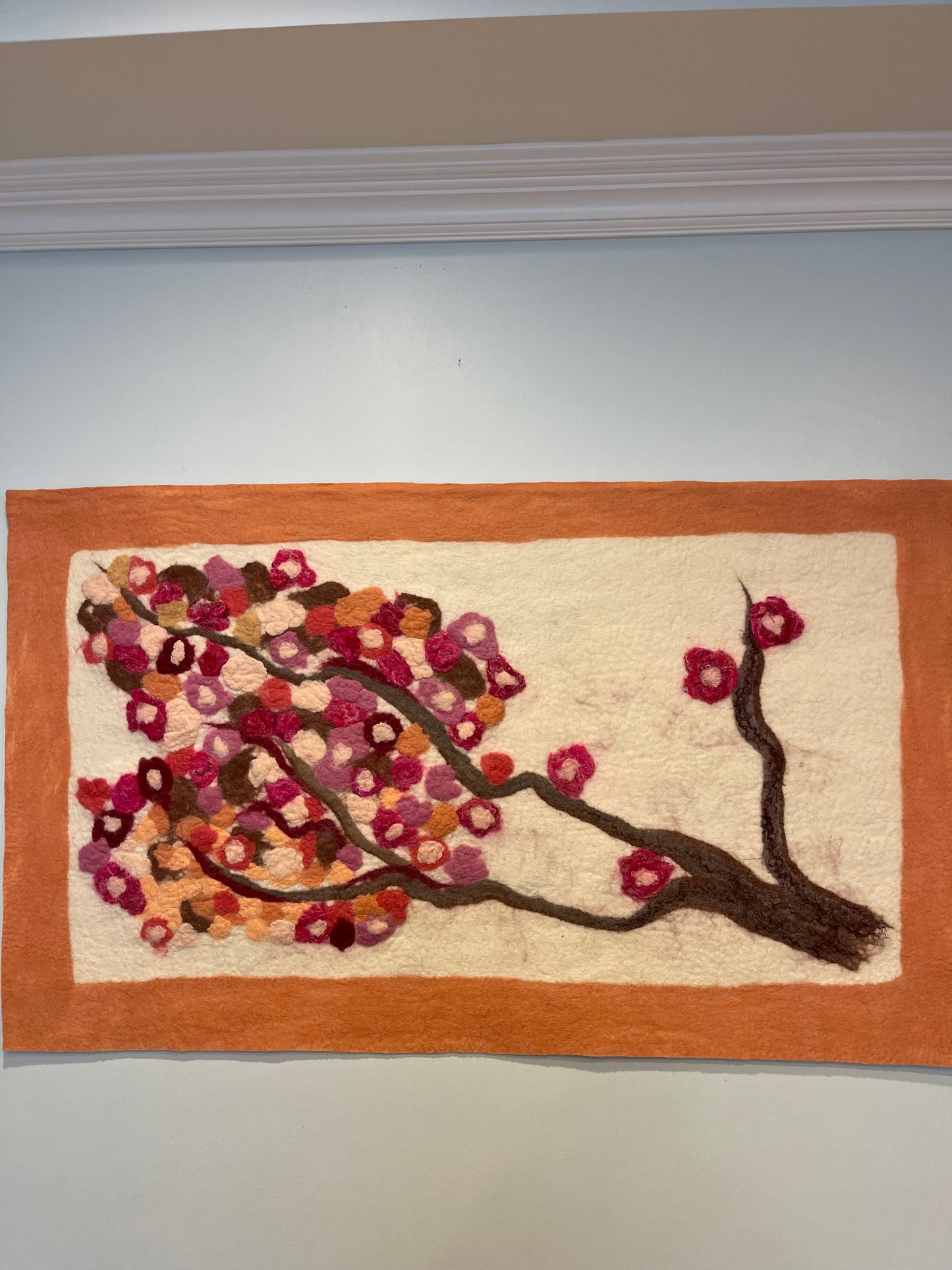 100% Natural Wool Handmade Nuno Felting Wall Art Home Decor Hanging Eco Friendly Wall Panel Tapestry Wall Rug Wainscoting Size 46”/28”.
