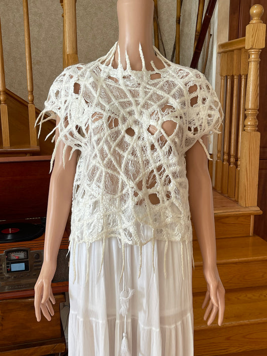 One size S-L 100% Natural Wool Silk Vest Eco-Fashion Top Handmade Nuno felt Wrap Eco Friendly Jacket Bohemian Style Waistcoat blouse