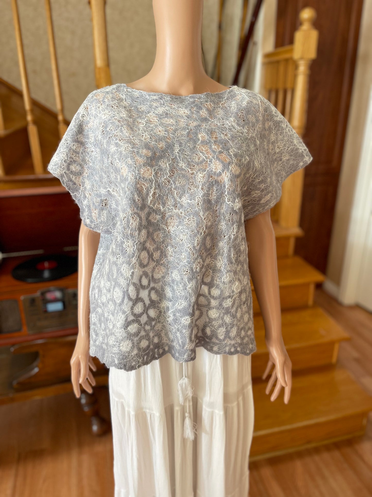 100% Natural Silk Wool Eco-Fashion Top Handmade Nuno Felt Vest Eco Friendly Blouse lightweight Gauze Silk Shirt Women Clothing Garment S-XL