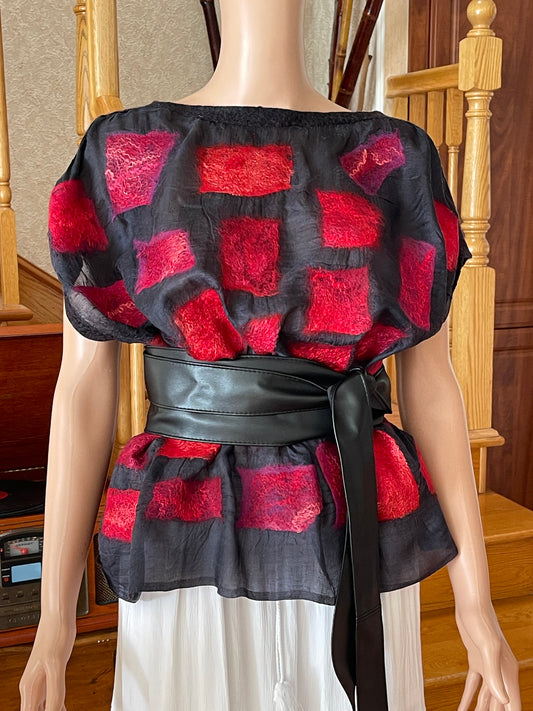 100% Natural Silk Wool Eco-Fashion Top Handmade Nuno Felt Vest Eco Friendly Blouse lightweight Gauze Silk Shirt Women Clothing Garment S-XL