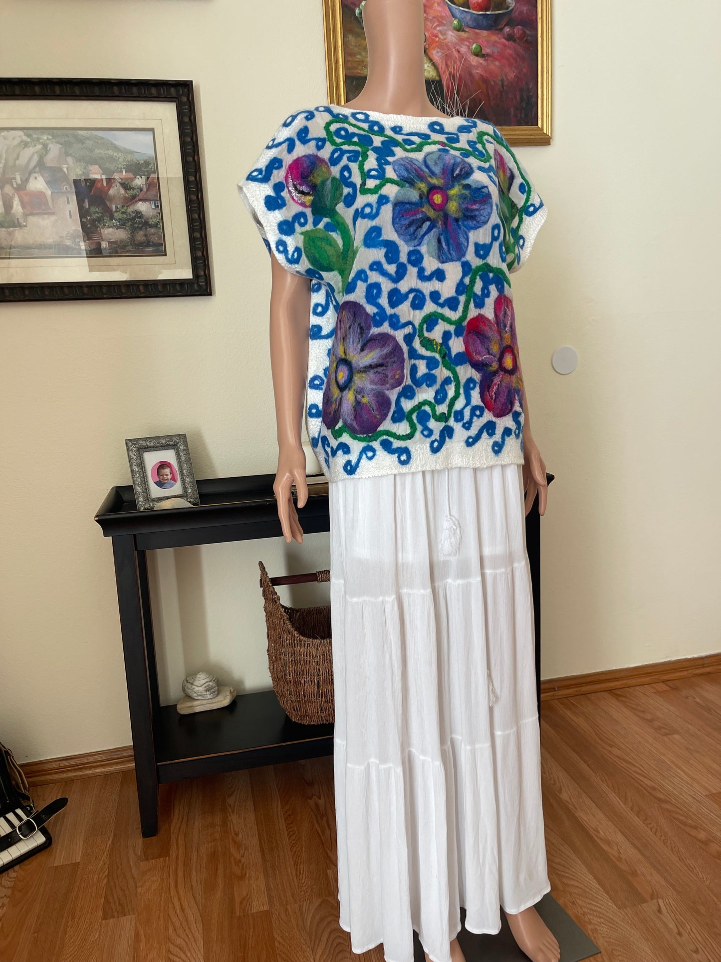100% Natural Silk Wool Eco-Fashion Top Handmade Nuno Felt Vest Eco Friendly Blouse lightweight Gauze Silk Shirt Women Clothing Garment One Size S-XL