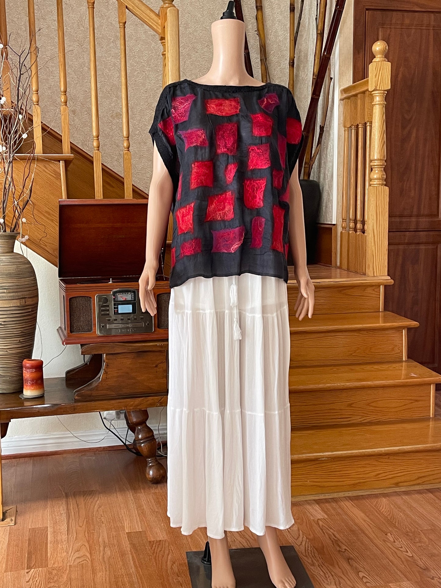 100% Natural Silk Wool Eco-Fashion Top Handmade Nuno Felt Vest Eco Friendly Blouse lightweight Gauze Silk Shirt Women Clothing Garment S-XL