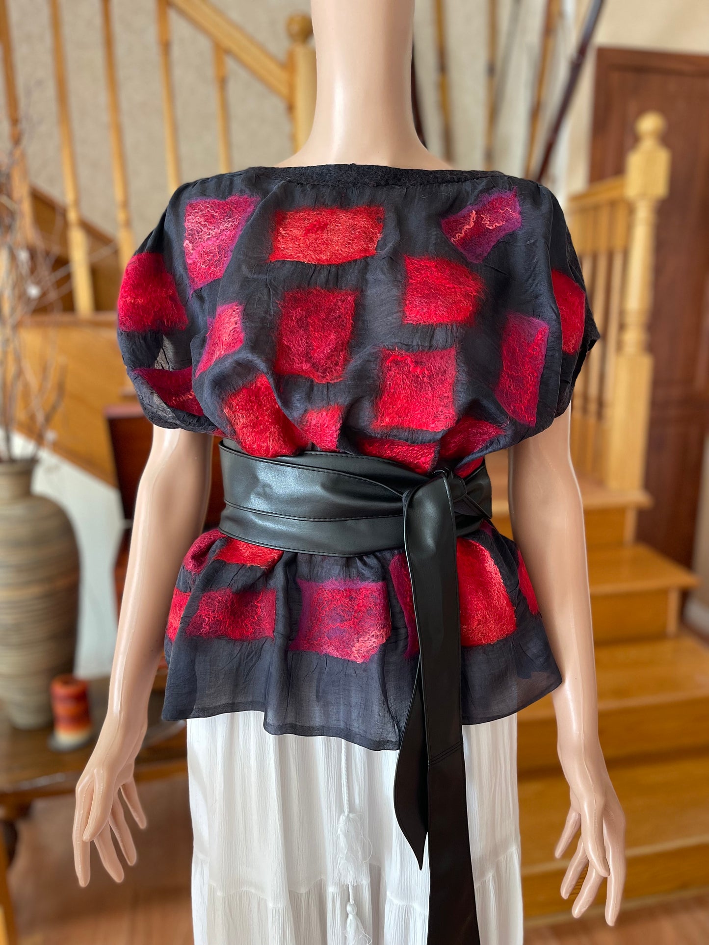 100% Natural Silk Wool Eco-Fashion Top Handmade Nuno Felt Vest Eco Friendly Blouse lightweight Gauze Silk Shirt Women Clothing Garment S-XL