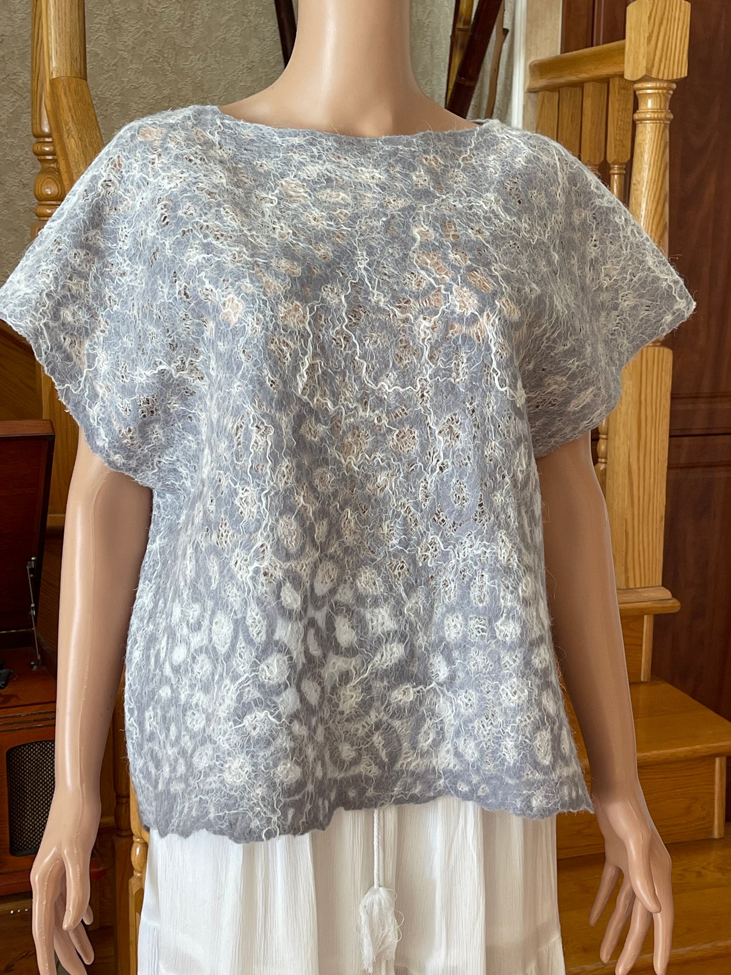 100% Natural Silk Wool Eco-Fashion Top Handmade Nuno Felt Vest Eco Friendly Blouse lightweight Gauze Silk Shirt Women Clothing Garment S-XL