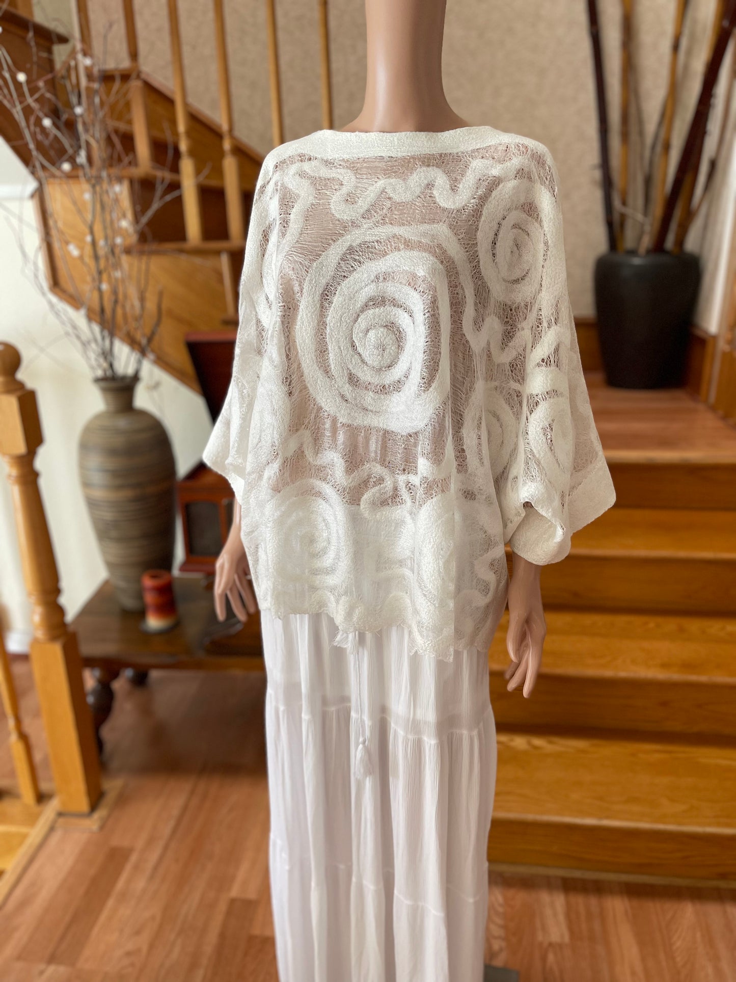 100% Natural Silk Wool Eco-Fashion Top Handmade Nuno Felt Vest Eco Friendly Blouse lightweight Gauze Silk Shirt Women Clothing Garment S-XL