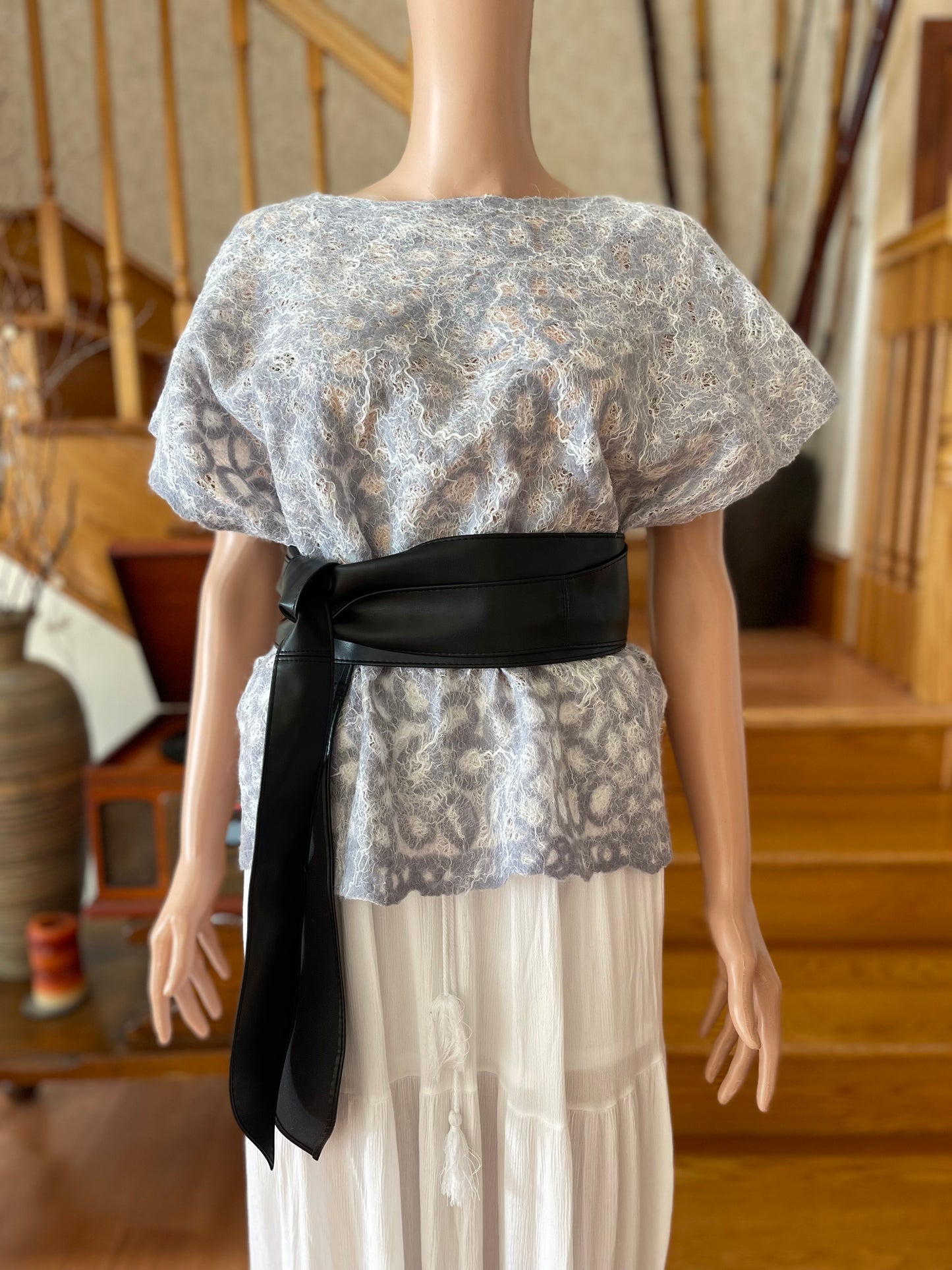 100% Natural Silk Wool Eco-Fashion Top Handmade Nuno Felt Vest Eco Friendly Blouse lightweight Gauze Silk Shirt Women Clothing Garment S-XL