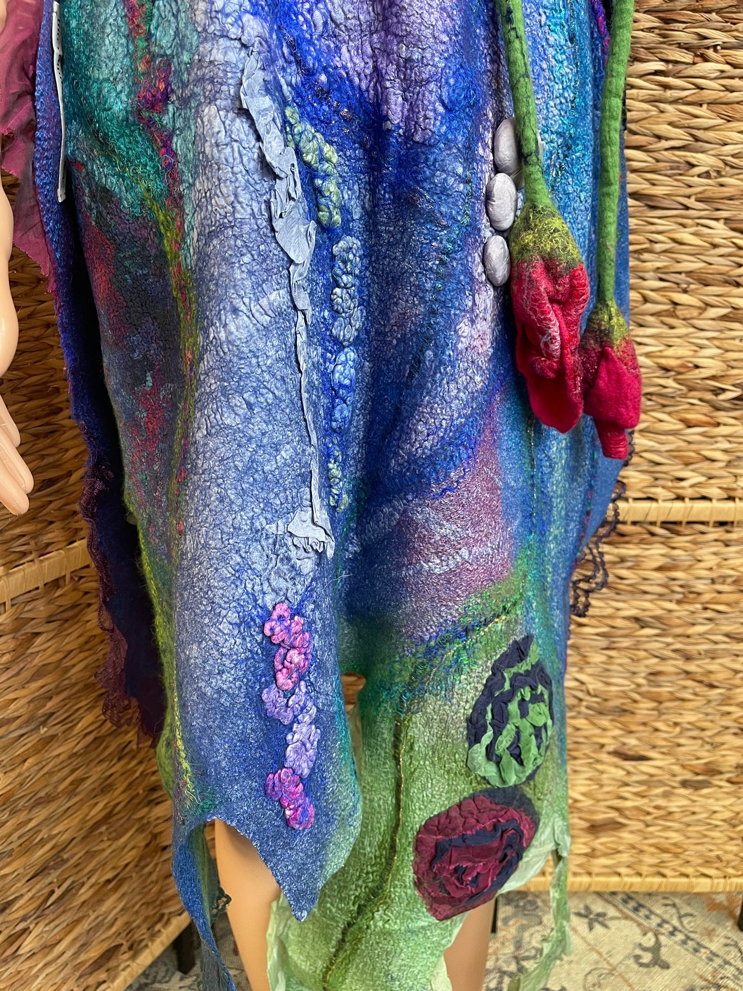 100% Natural Fibers Eco-Fashion Handmade Nuno Felted Eco Friendly Wool/Cotton/Silk Scarf Shawl Ascot Boa Kerchief Neckwear Wrapping Poncho
