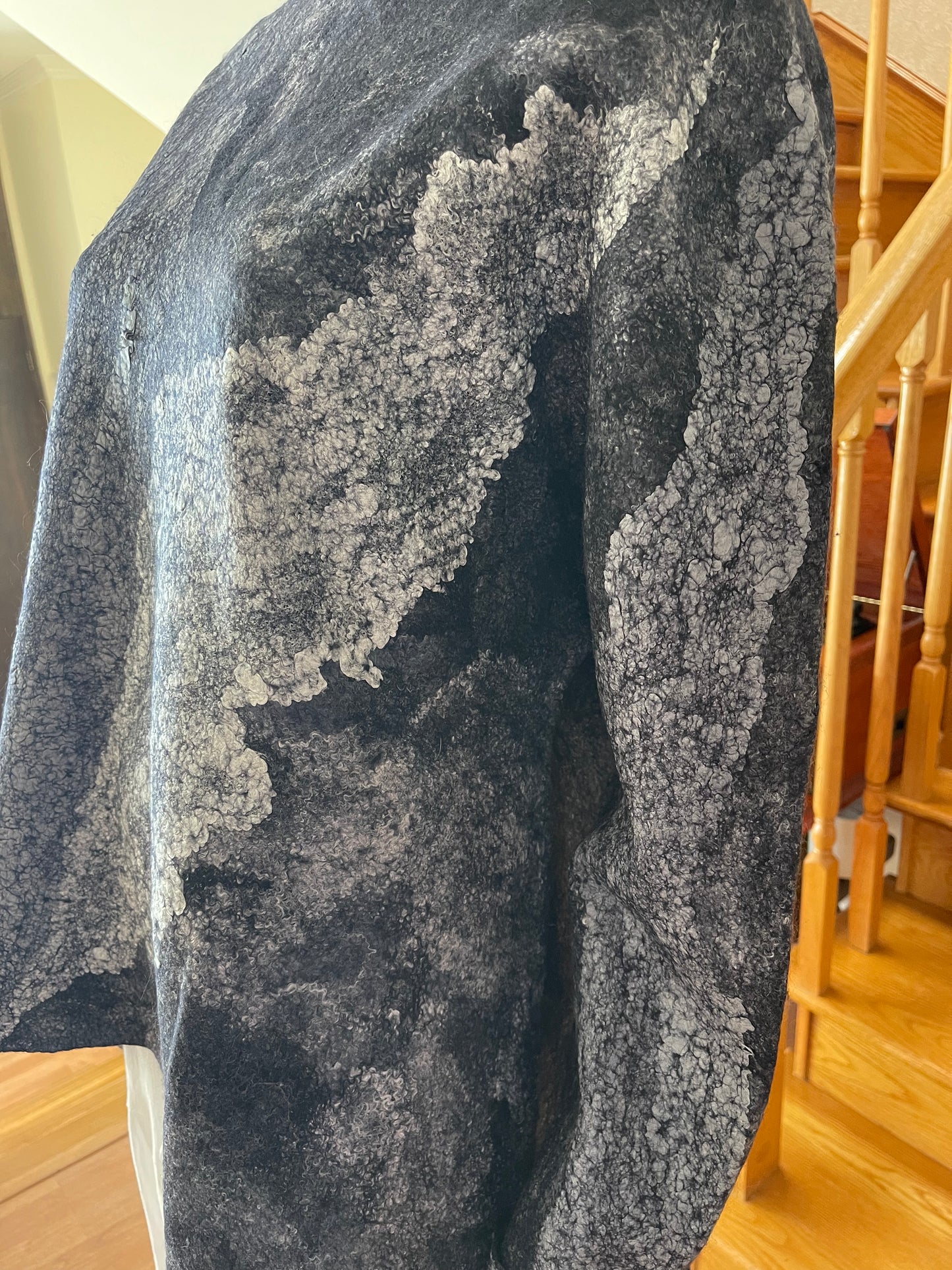 100% Natural Fibers Eco-Fashion Handmade Nuno Felted Silk Wool Eco Friendly Wearable Art Sweater Top Tunic Blouse Sweatshirt One Size S-XL