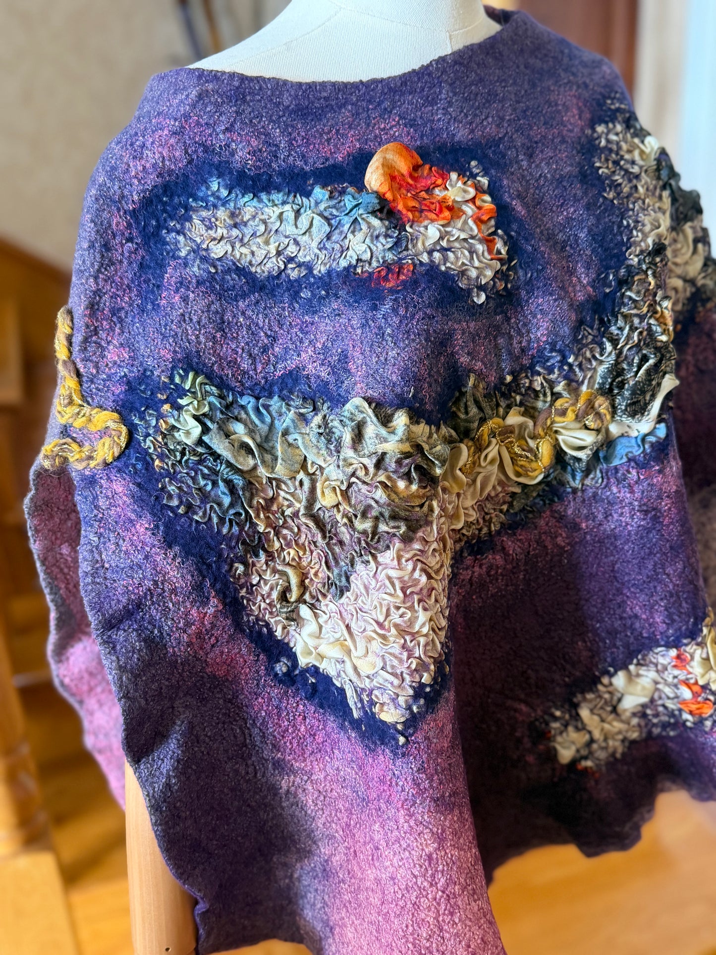 Merino wool and silk poncho top one size S-XL