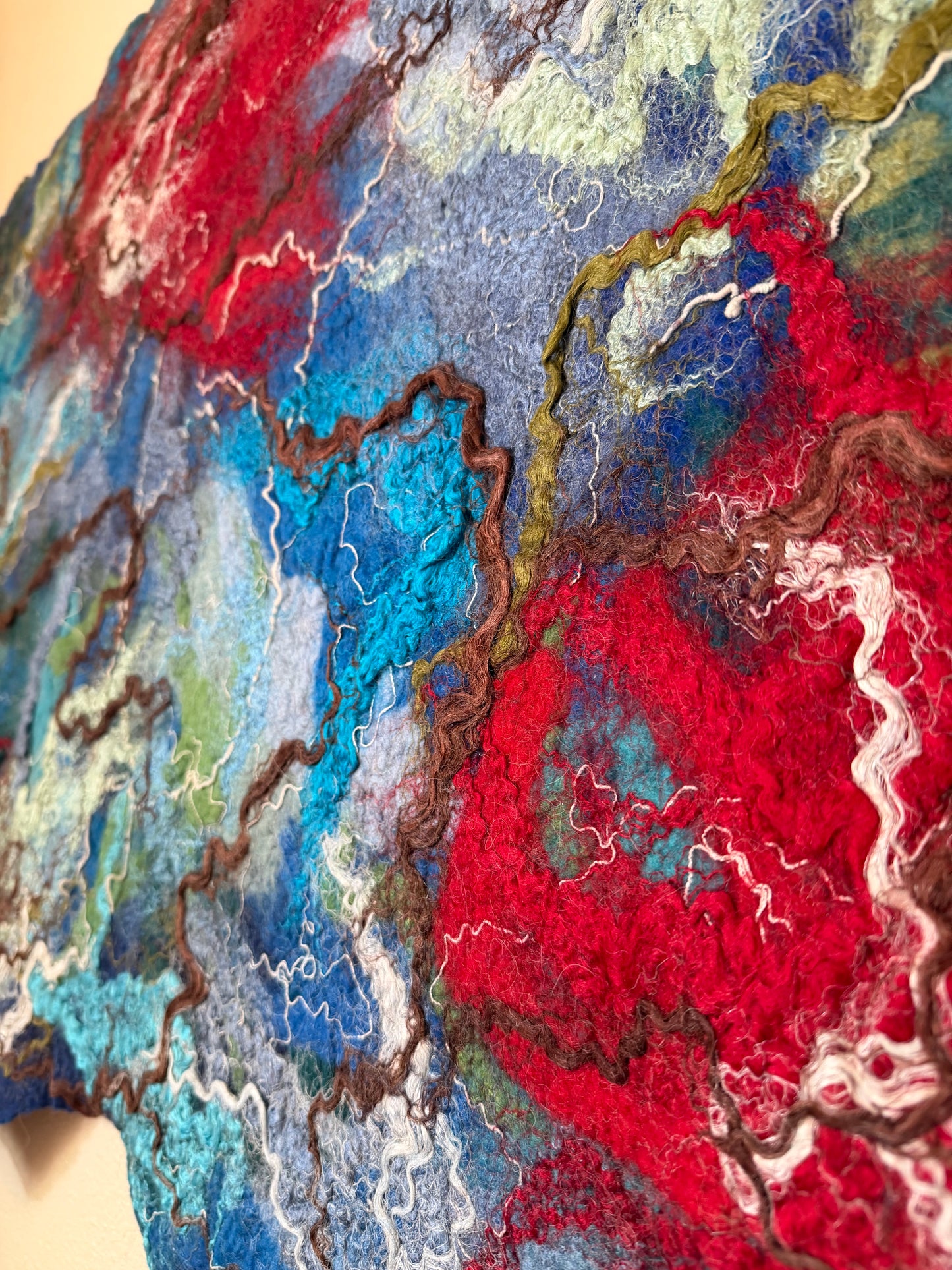 Nuno Felted Wool Wall Art: Boho Tapestry, Eco-Friendly Home Decor