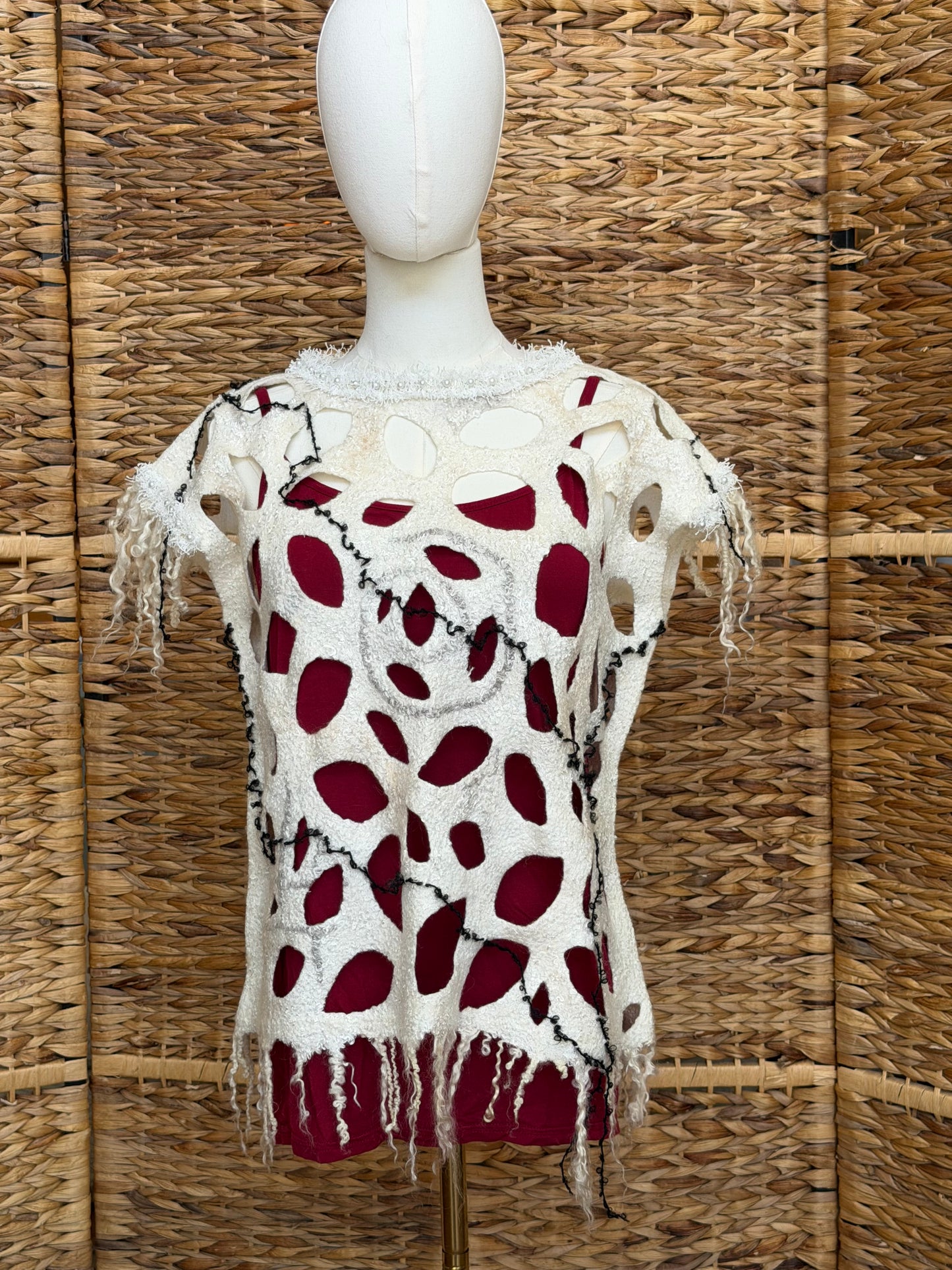 Natural SilkWool Tunic Eco-Fashion Top Handmade Nuno Felt Vest Eco Friendly Blouse All Season Waistcoat Unique Gift For Her. One Size S-L