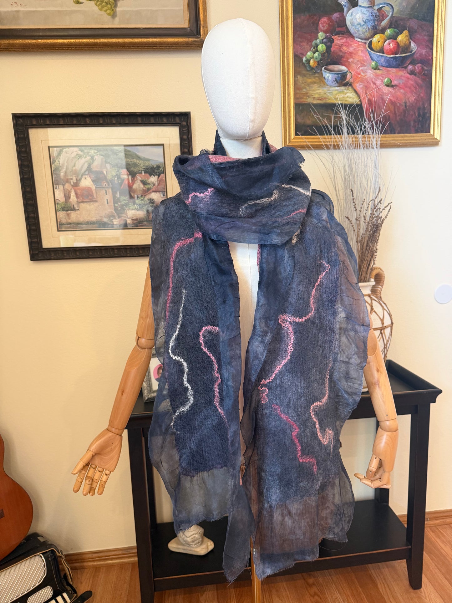 Silk and wool scarf