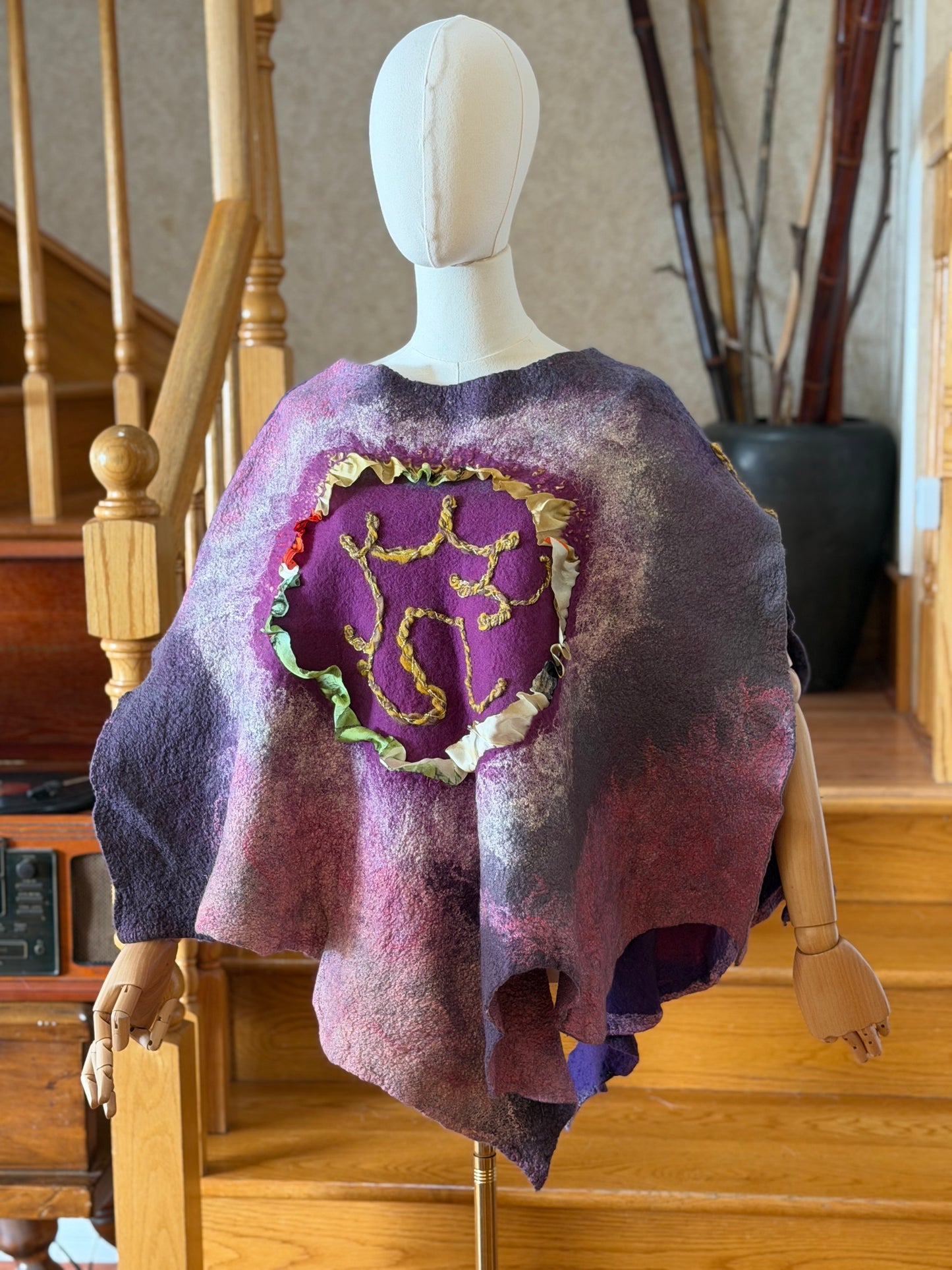 Merino wool and silk poncho top one size S-XL