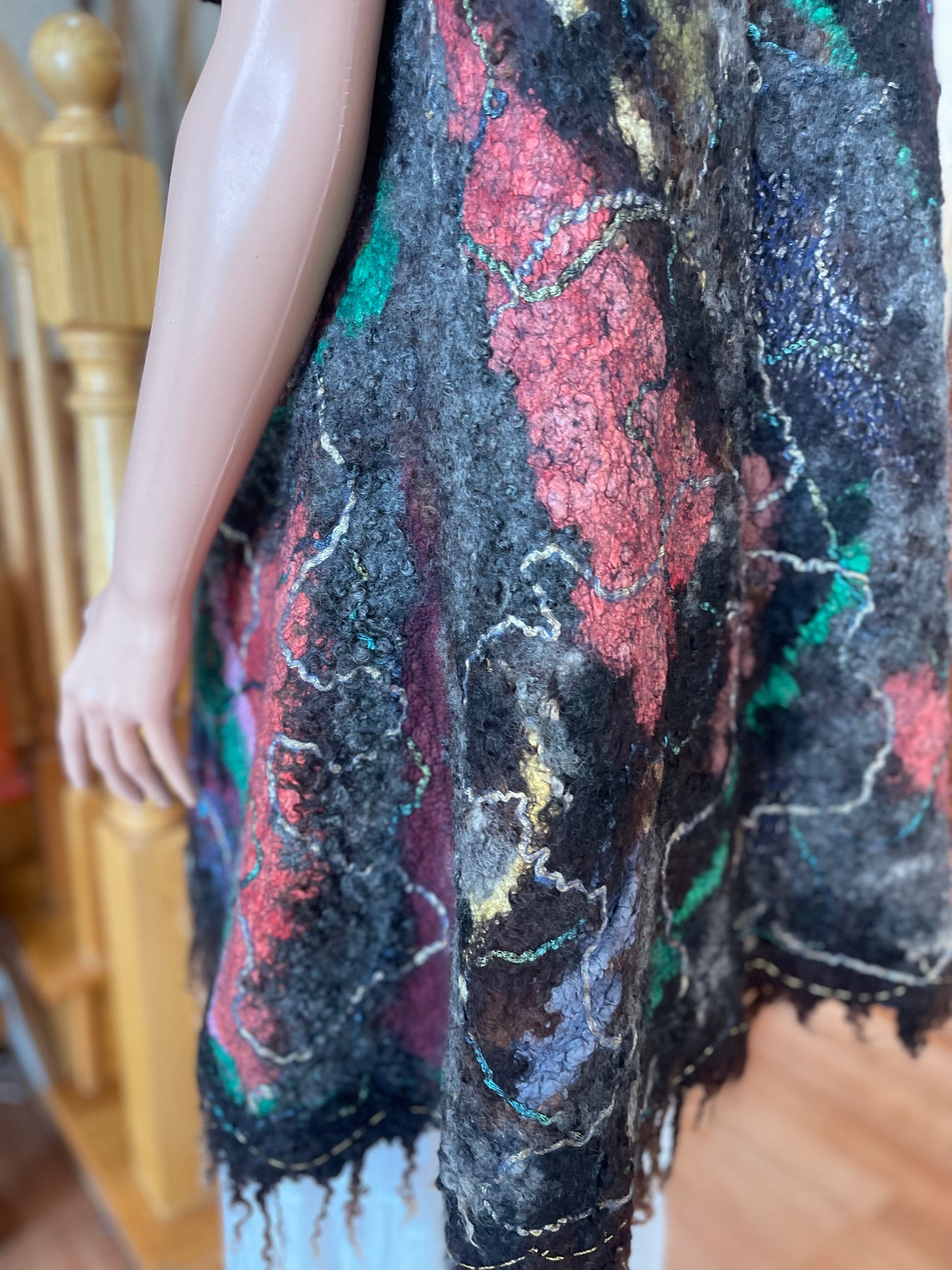 100% Natural Wool Silk Vest Eco-Fashion Top Handmade Nuno felt Wrap Eco Friendly Jacket Bohemian Style Waistcoat Cardigan One Size S-XL