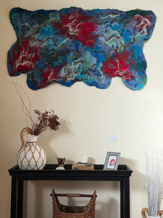 Nuno Felted Wool Wall Art: Boho Tapestry, Eco-Friendly Home Decor