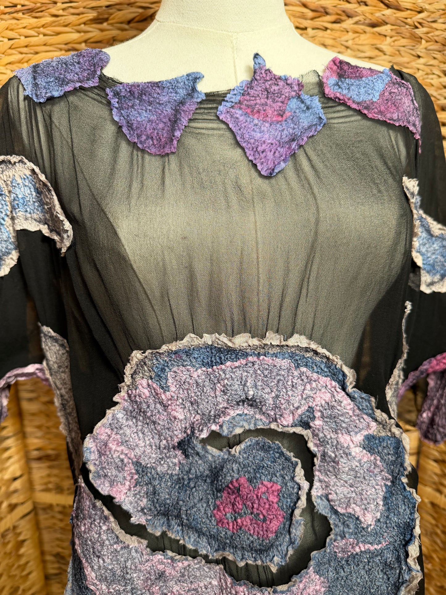 100% natural Handmade Nuno Felted Silk Merino Wool Bamboo Linen Tunic Top Vest Eco-Friendly Gauze Blouse One Size S-L