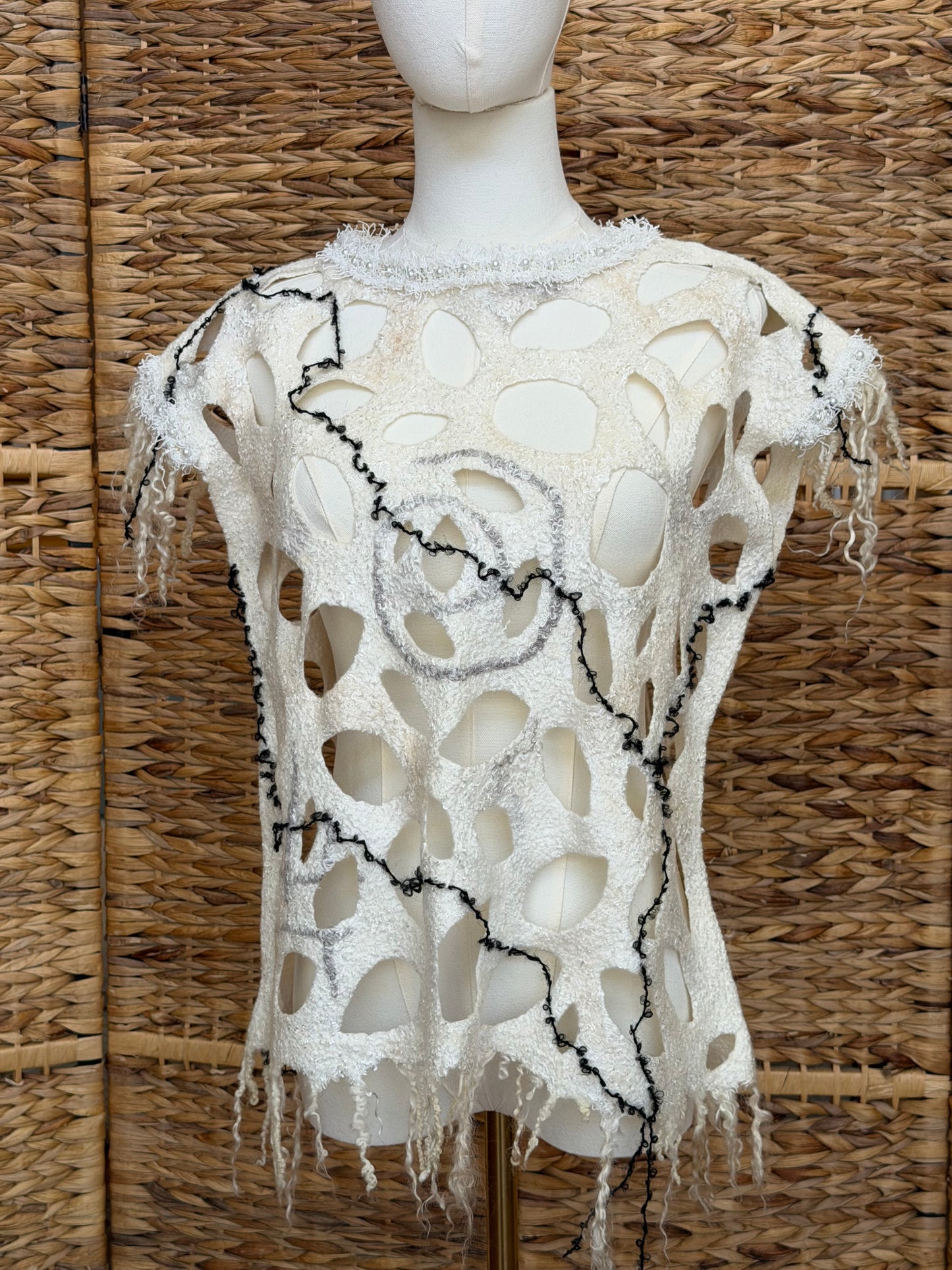 Natural SilkWool Tunic Eco-Fashion Top Handmade Nuno Felt Vest Eco Friendly Blouse All Season Waistcoat Unique Gift For Her. One Size S-L