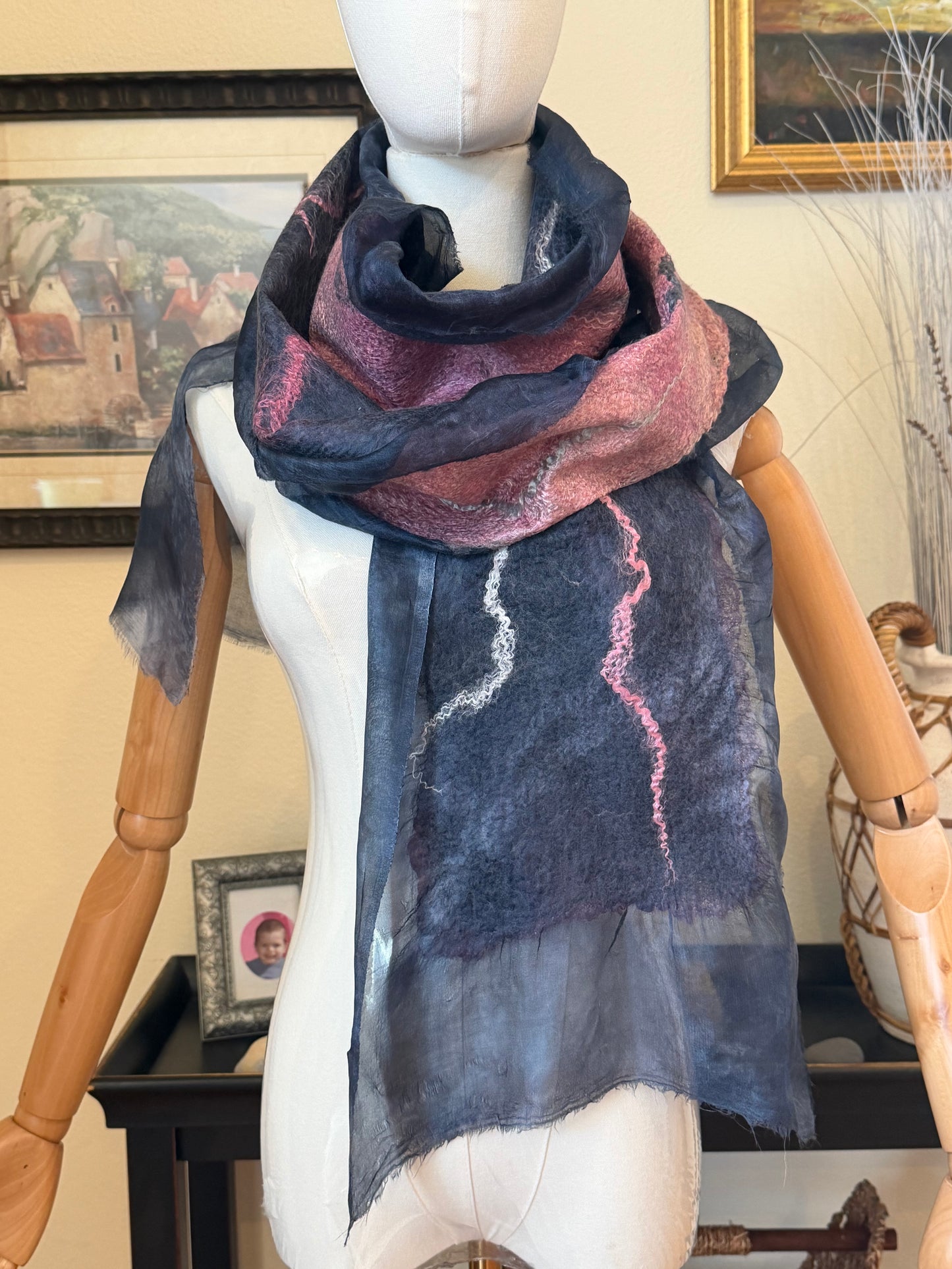 Silk and wool scarf