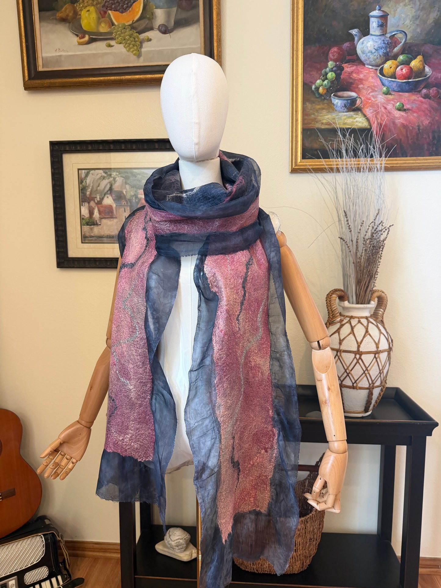 Silk and wool scarf