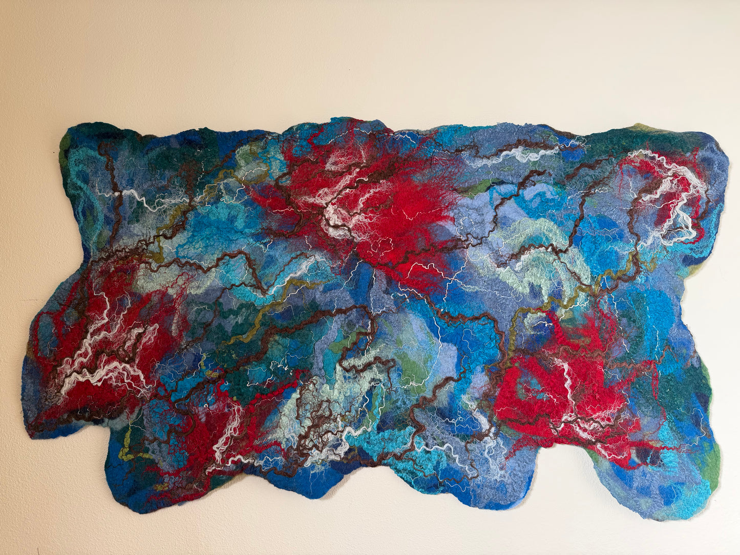 Nuno Felted Wool Wall Art: Boho Tapestry, Eco-Friendly Home Decor