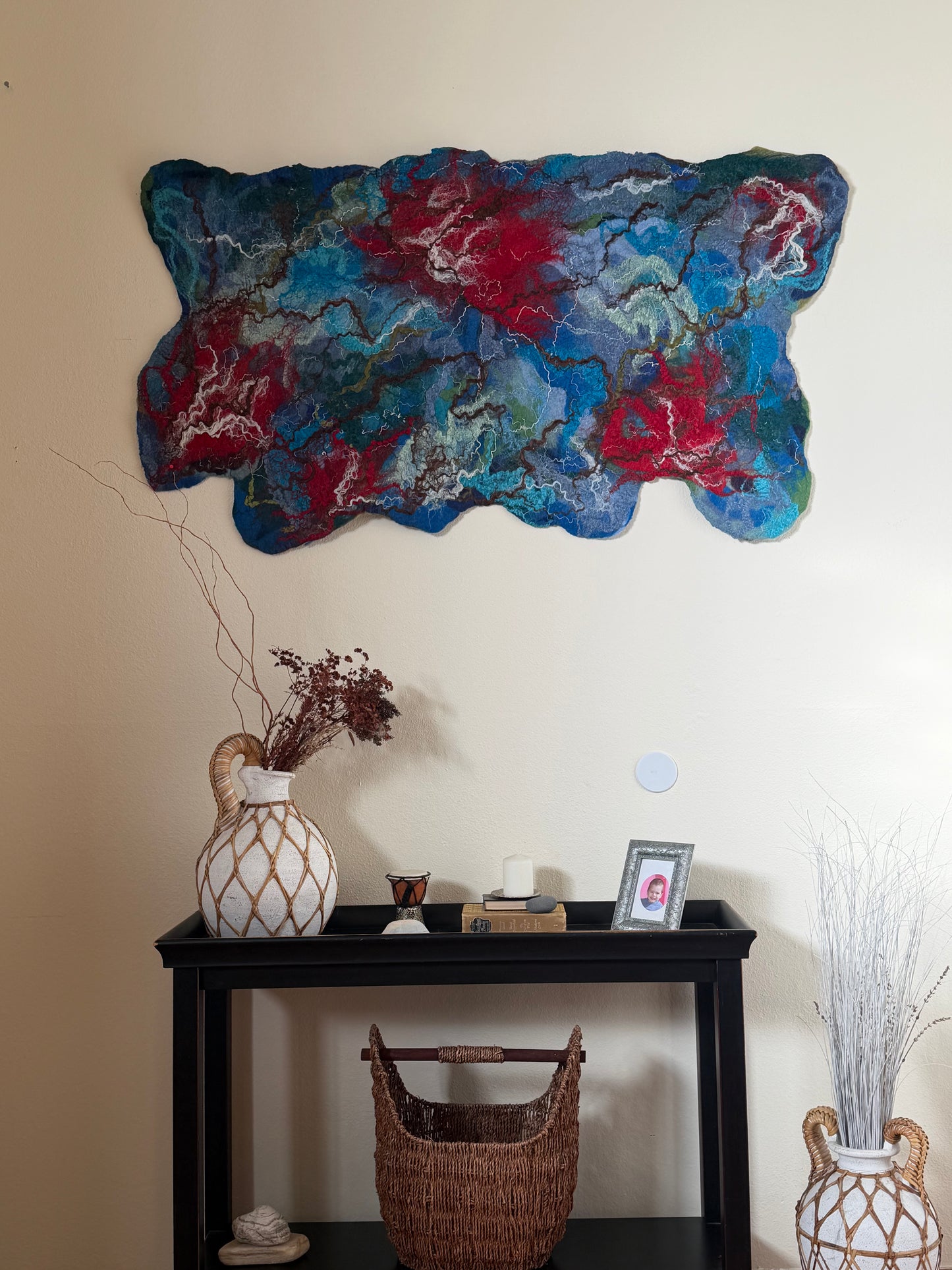 Nuno Felted Wool Wall Art: Boho Tapestry, Eco-Friendly Home Decor