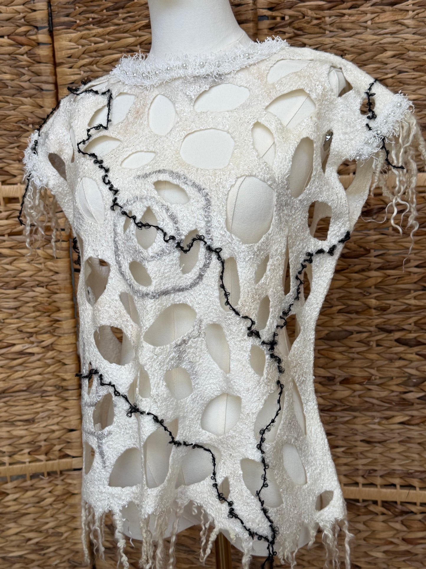 Natural SilkWool Tunic Eco-Fashion Top Handmade Nuno Felt Vest Eco Friendly Blouse All Season Waistcoat Unique Gift For Her. One Size S-L