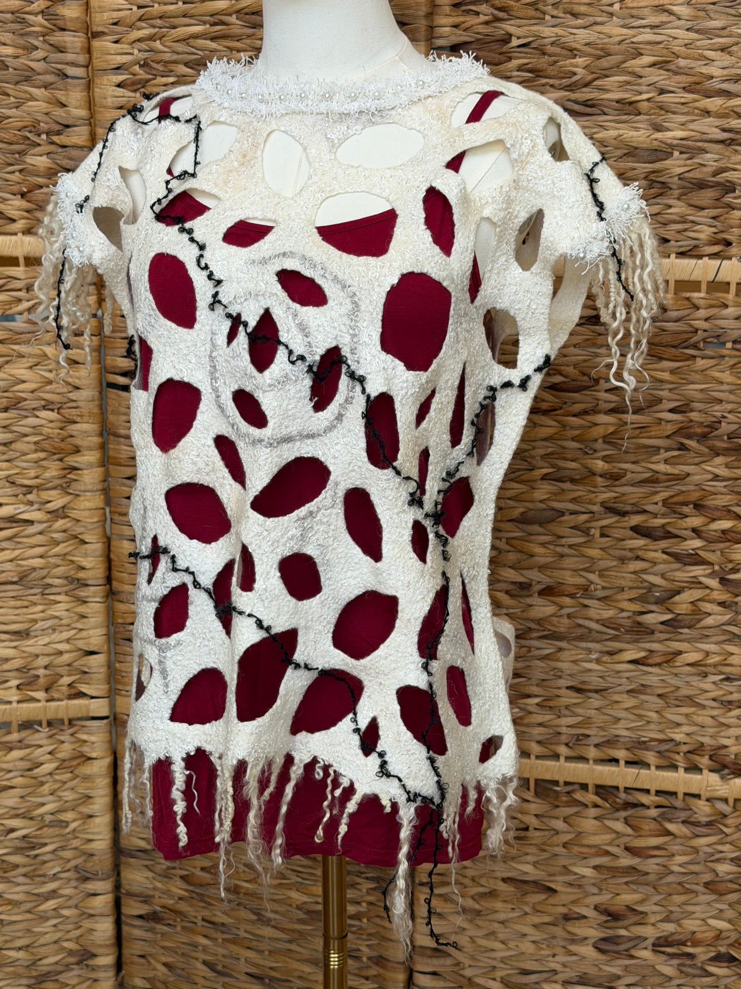 Natural SilkWool Tunic Eco-Fashion Top Handmade Nuno Felt Vest Eco Friendly Blouse All Season Waistcoat Unique Gift For Her. One Size S-L